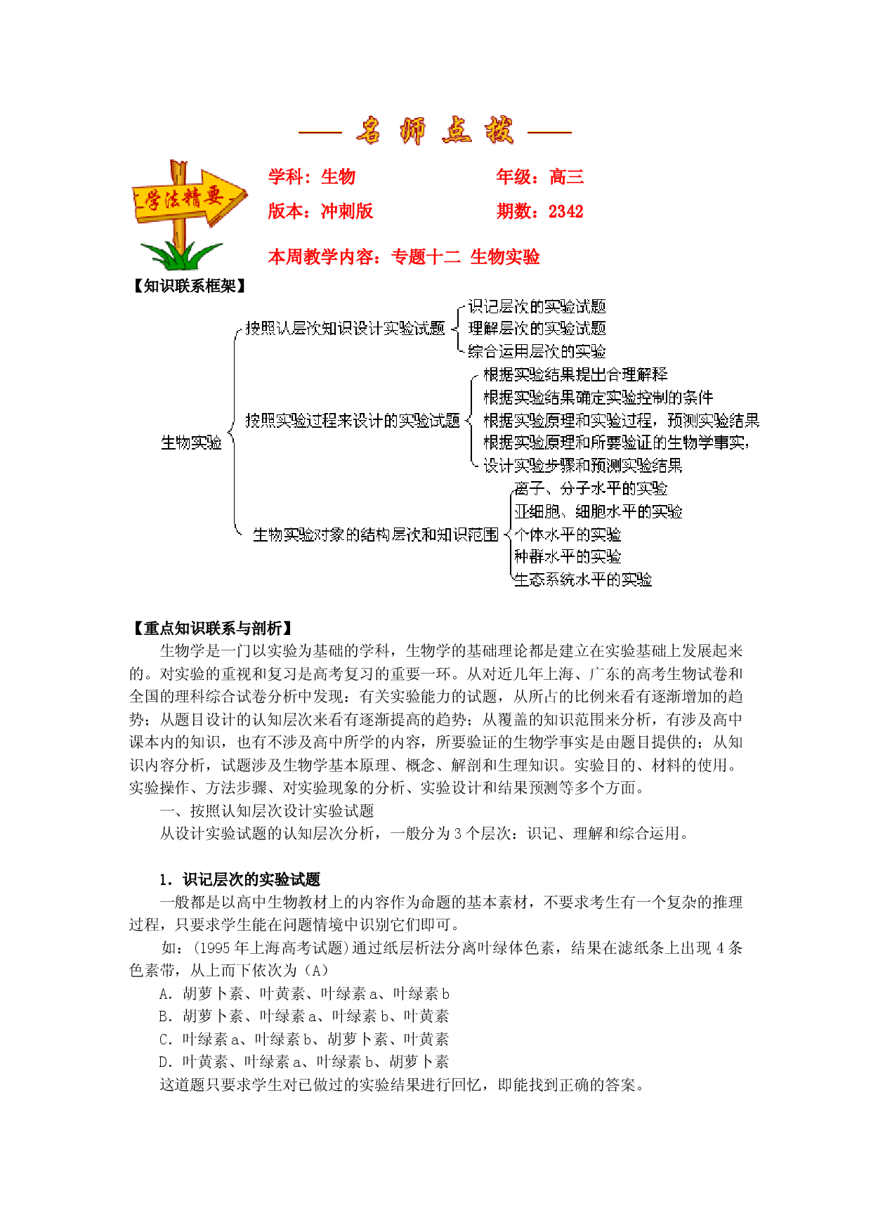专题十二生物实验.doc 第1页