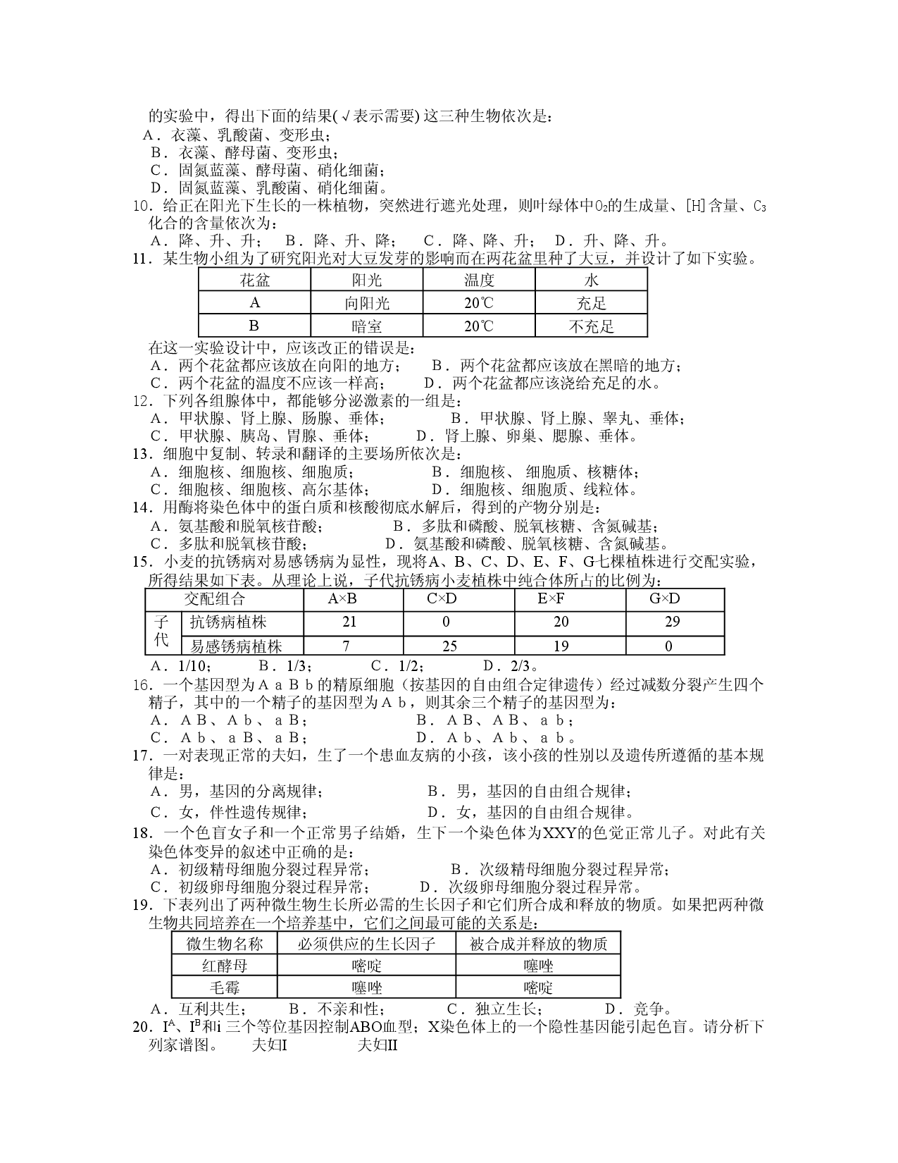 高二生物第二学期期末统测.doc 第2页