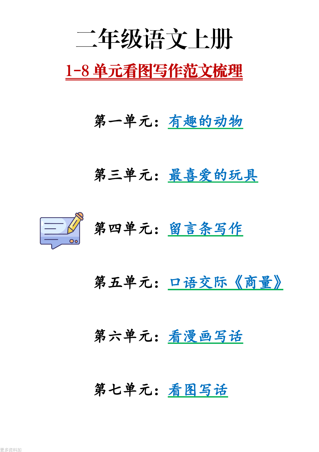 二年级上册语文1-8单元看图写作范文梳理.pdf 第1页