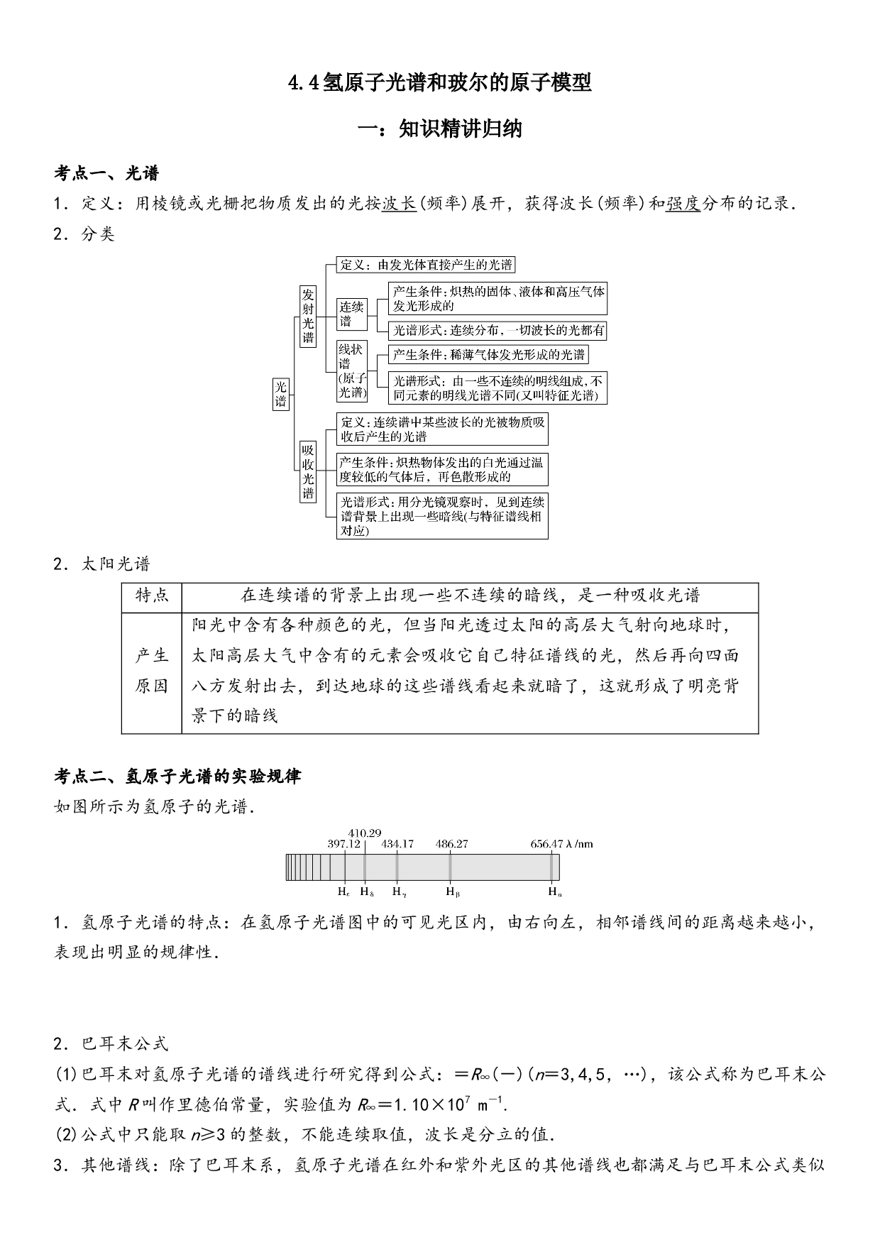 4.4氢原子光谱和玻尔的原子模型-2021-2022学年高二物理精讲与精练高分突破考点专题系列（人教版2019选择性必修第三册）.docx 第1页