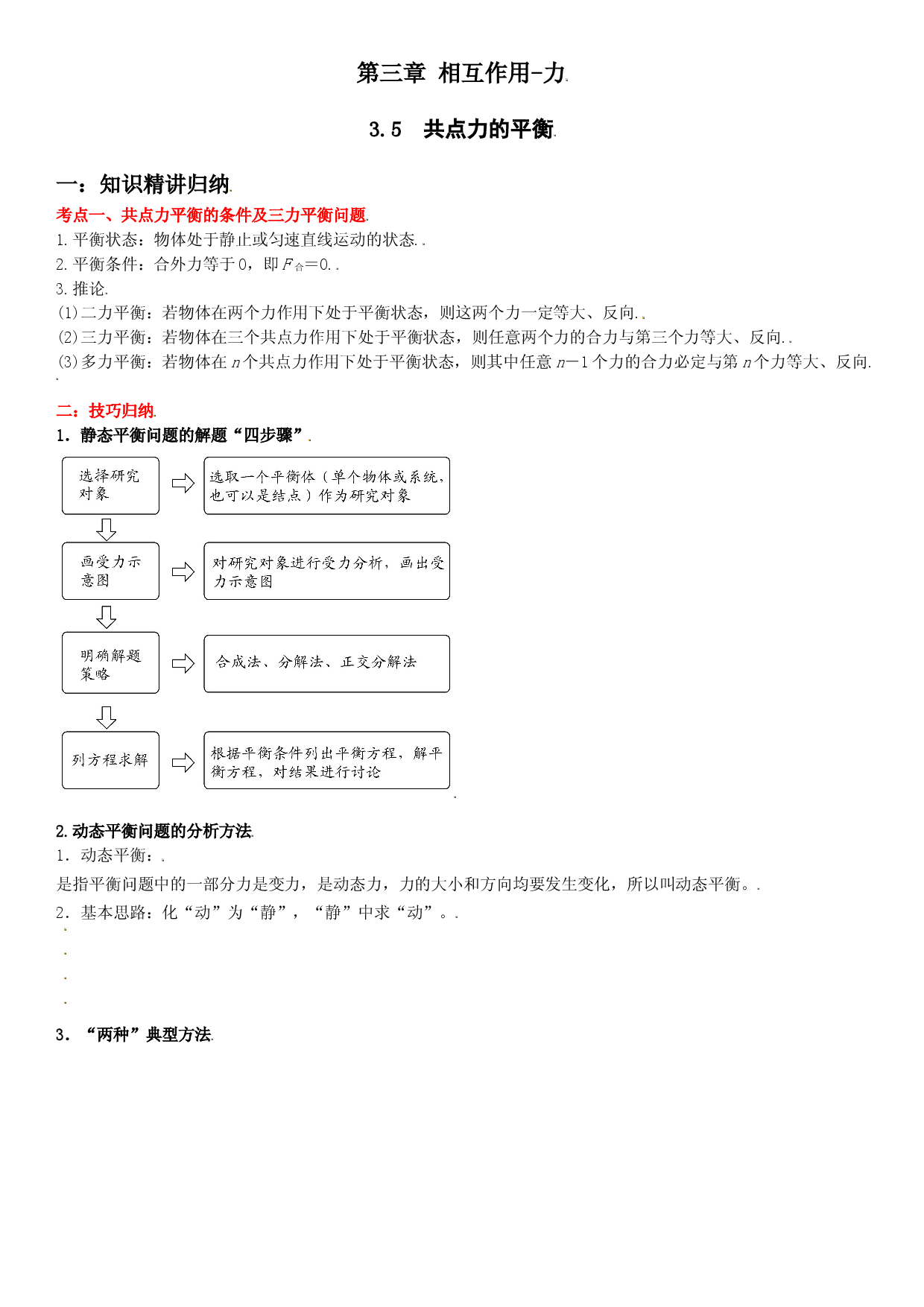3.5 共点力的平衡-2021-2022学年高一物理精讲与精练高分突破考点专题系列（人教版2019必修第一册）.doc 第1页