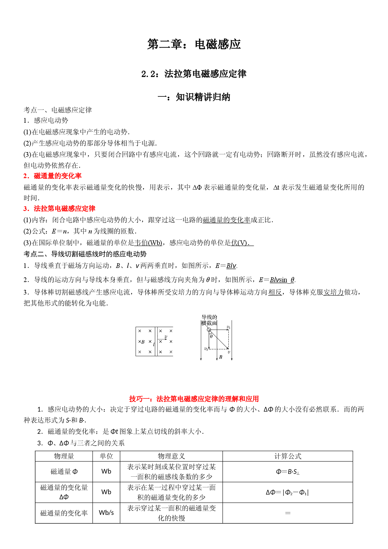 2.2 法拉第电磁感应定律-2021-2022学年高二物理精讲与精练高分突破考点专题系列（人教版2019选择性必修第二册）.doc 第1页