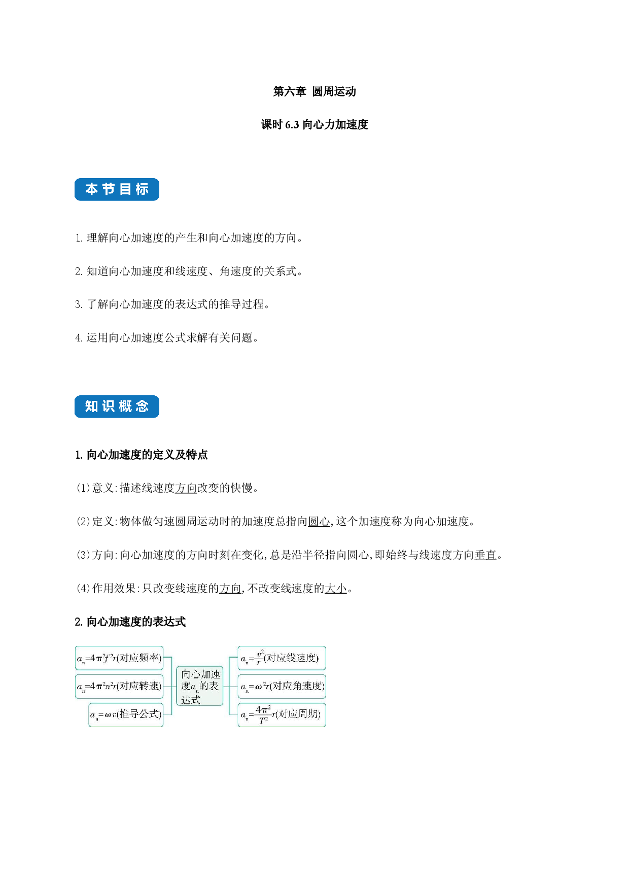 课时6.3 向心力加速度-2020-2021学年高一物理同步练习分类专题教案（新教材人教版必修第二册）.docx 第1页