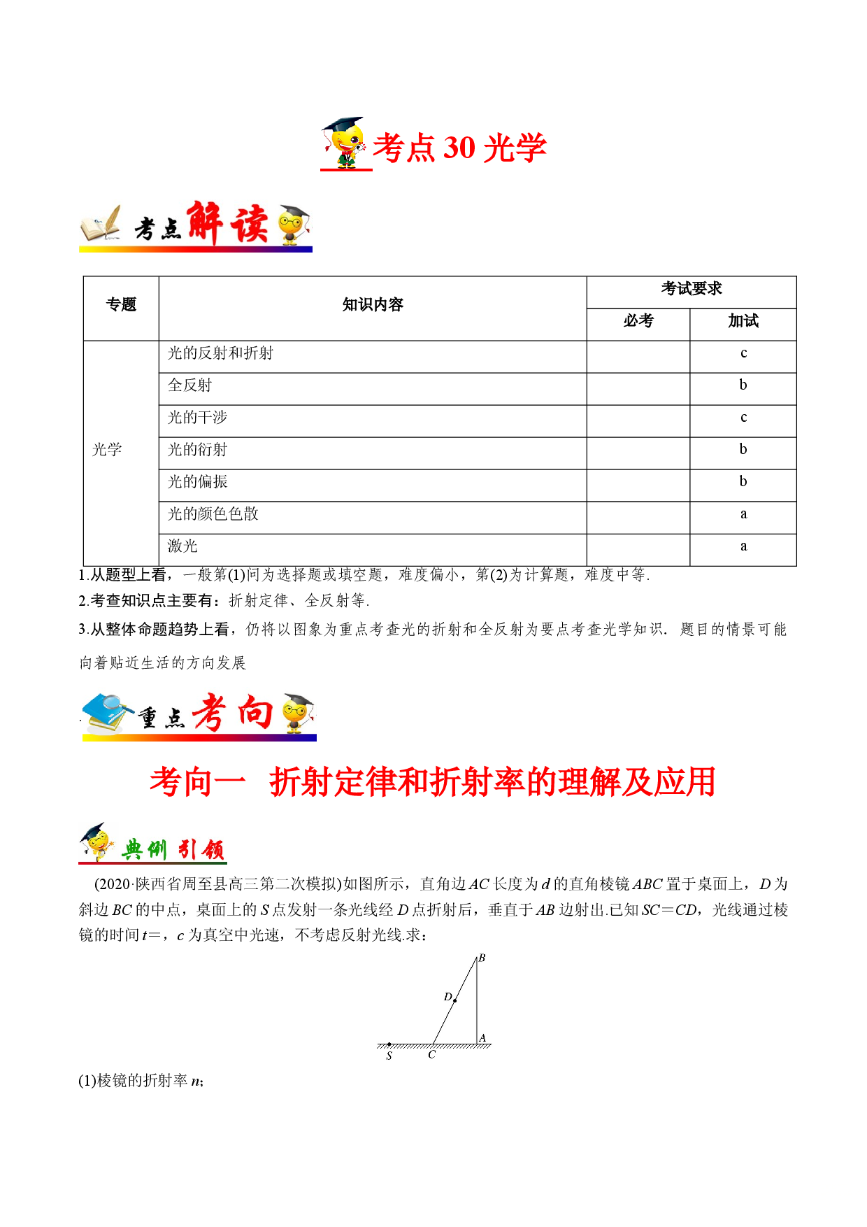 考点30 光学-备战2022年高考物理一轮复习考点帮（浙江专用）.doc 第1页