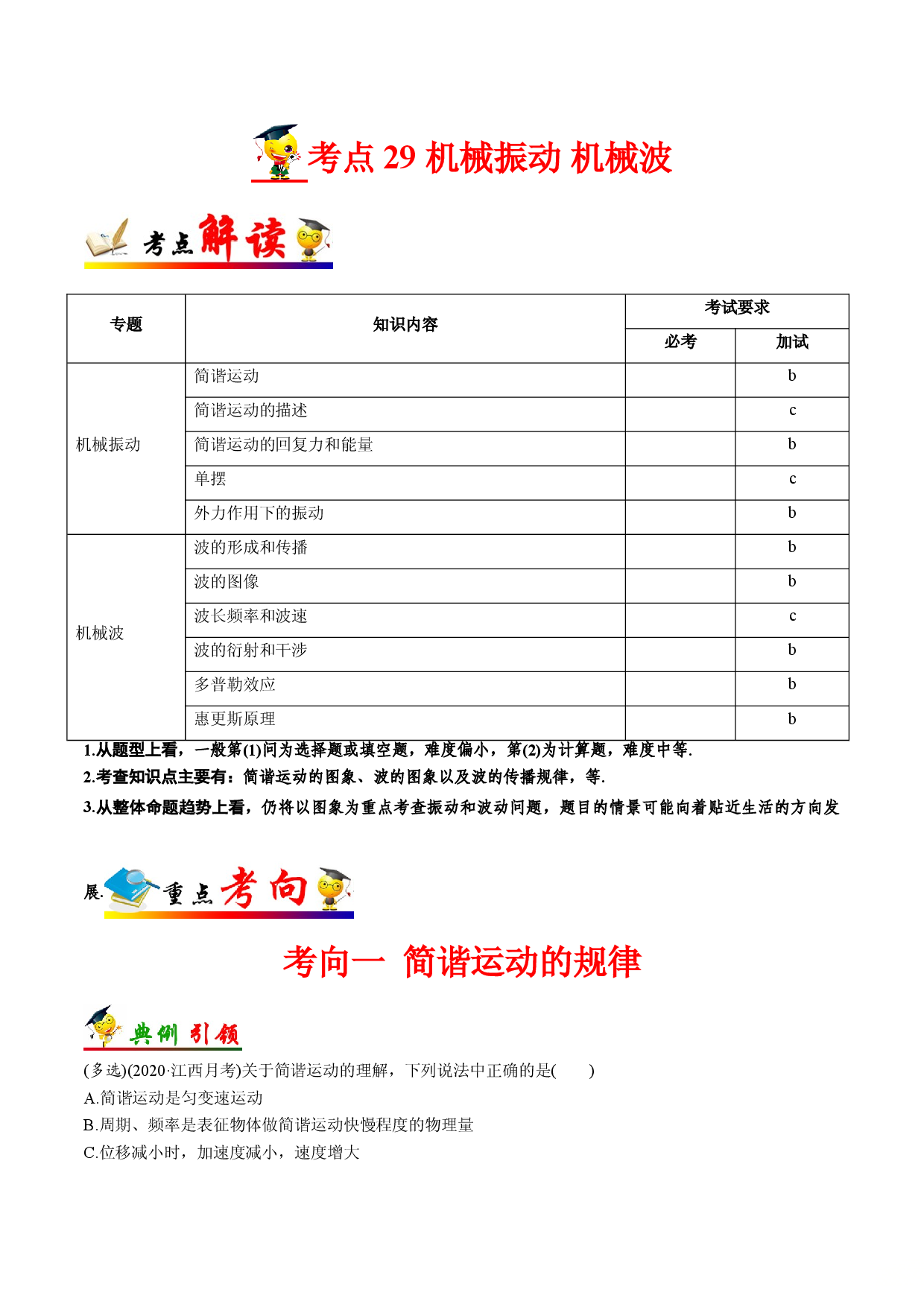 考点29 机械振动  机械波-备战2022年高考物理一轮复习考点帮（浙江专用）.doc 第1页