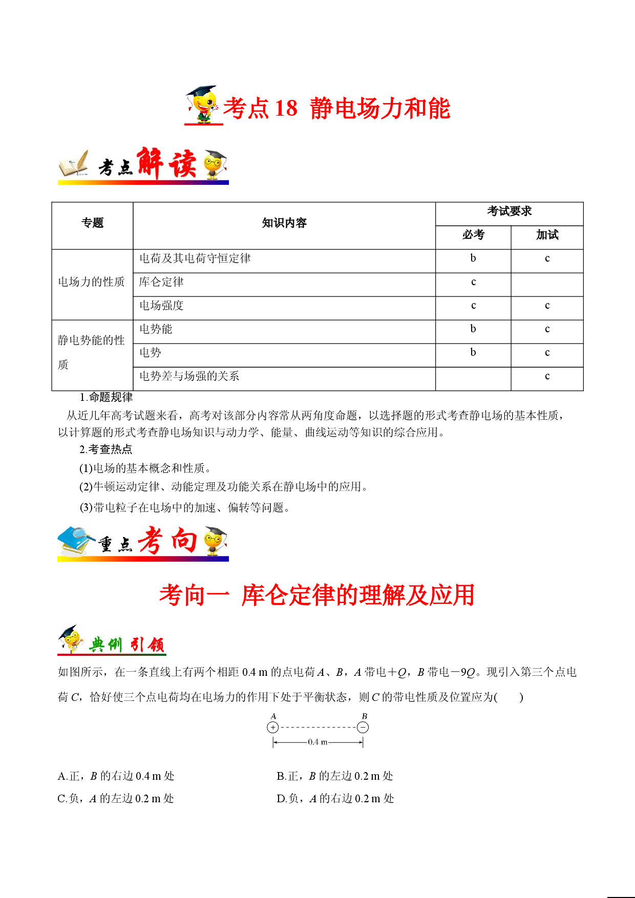 考点18  静电场力和能-备战2022年高考物理一轮复习考点帮（浙江专用）.doc 第1页