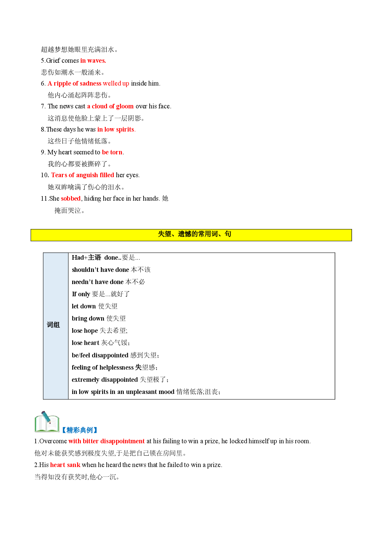 第11讲 读后续写心理活动之消级情绪（悲伤、害怕、失望等）（讲义）-2024年高考英语一轮复习讲练测（新教材新高考）.docx 第2页