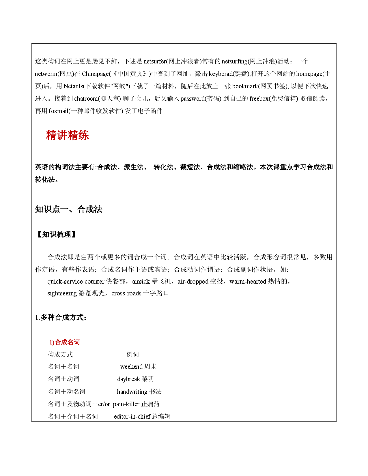 第1讲 构词法＆核心词汇【学案】-【培训机构专用】2021-2022学年新高一英语分班专题培优精品教案（上海通用）.docx 第2页