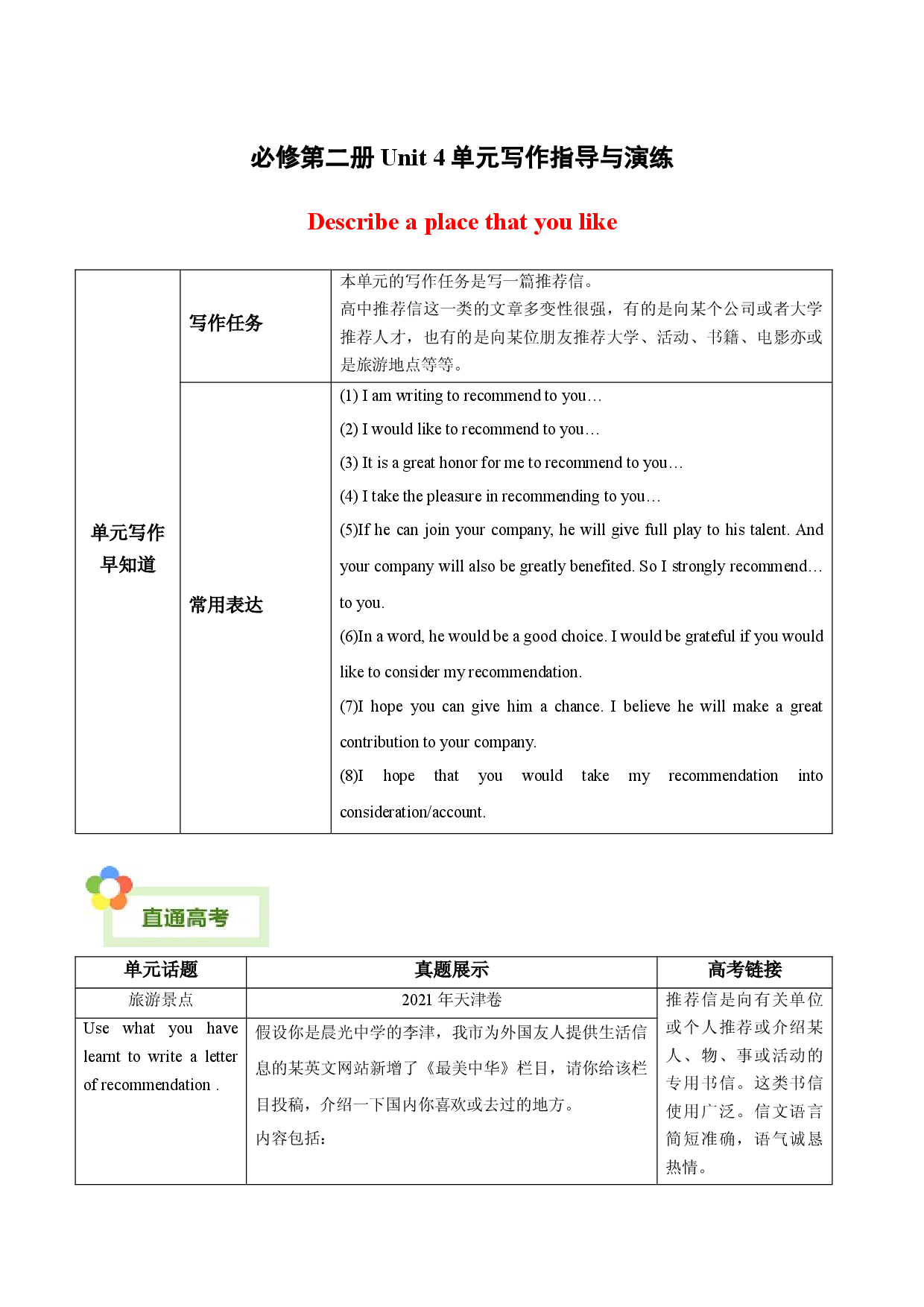 Unit 4 History and Traditions -【同步写作课】2023-2024学年高一英语单元写作深度指导（人教版2019必修第二册）.docx 第1页