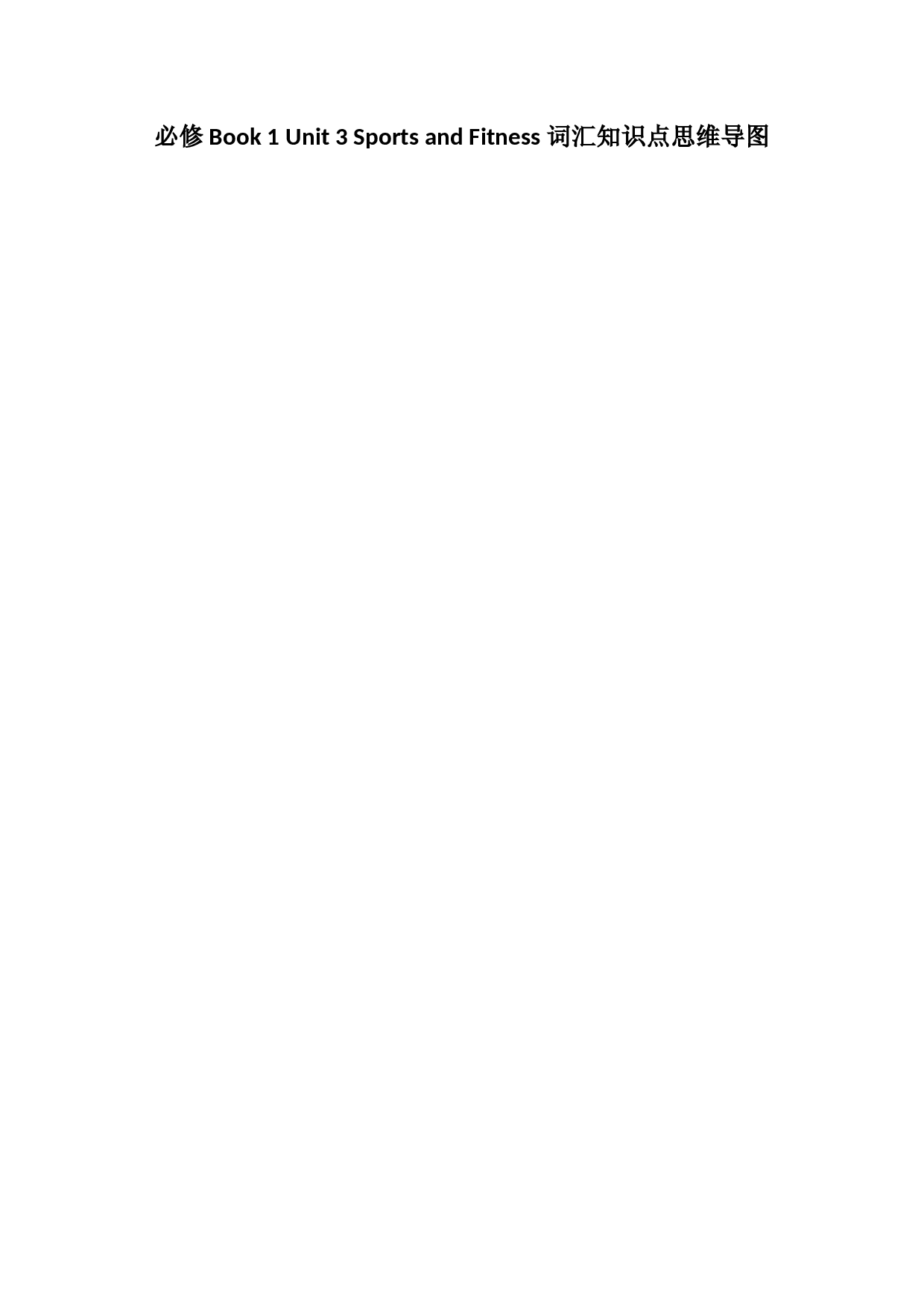 Unit 3 Sports and Fitness 词汇知识点思维导图-2022-2023学年高一英语单元同步词汇教学与检测（人教2019版必修第一册）.docx 第1页
