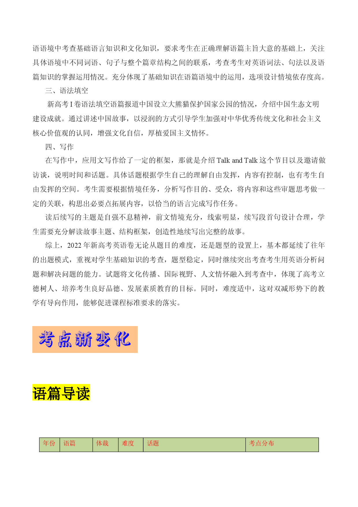 2022年高考英语真题完全解读（新高考I卷）（试卷点评）.docx 第2页
