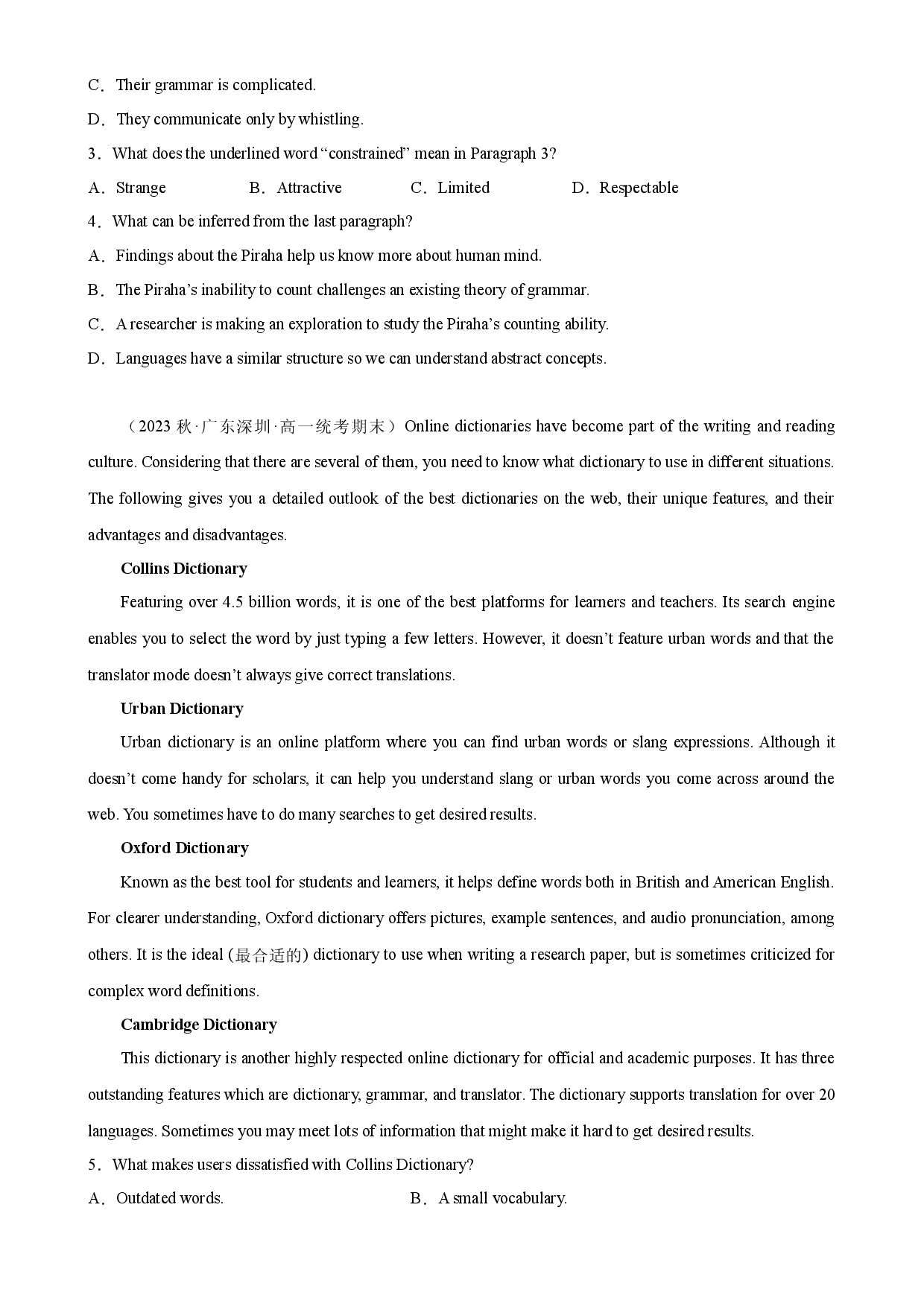 Unit 2 单元话题阅读理解练习-2023-2024学年高一英语必修第一册单元重难点易错题精练（外研版2019）.docx 第2页