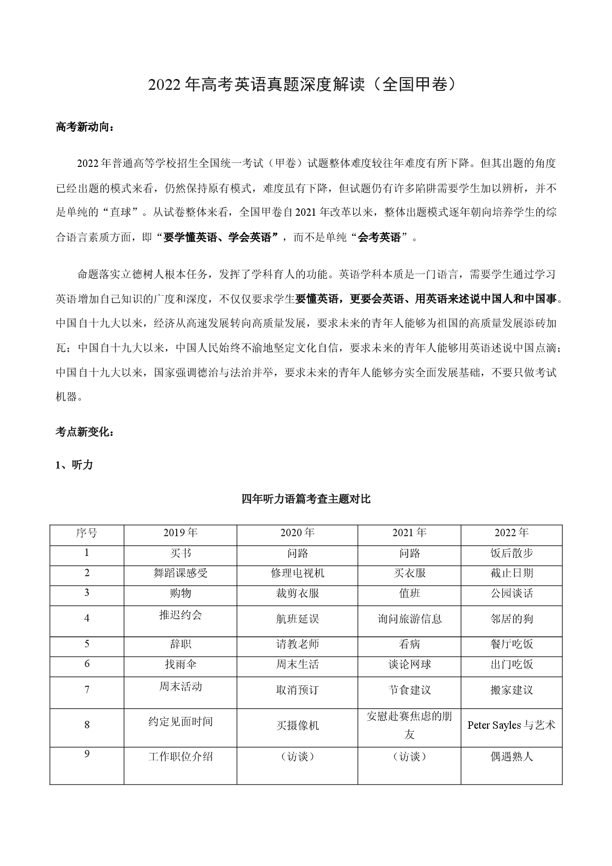 2022年高考英语真题完全解读 （全国甲卷）（试卷点评）.docx 第1页