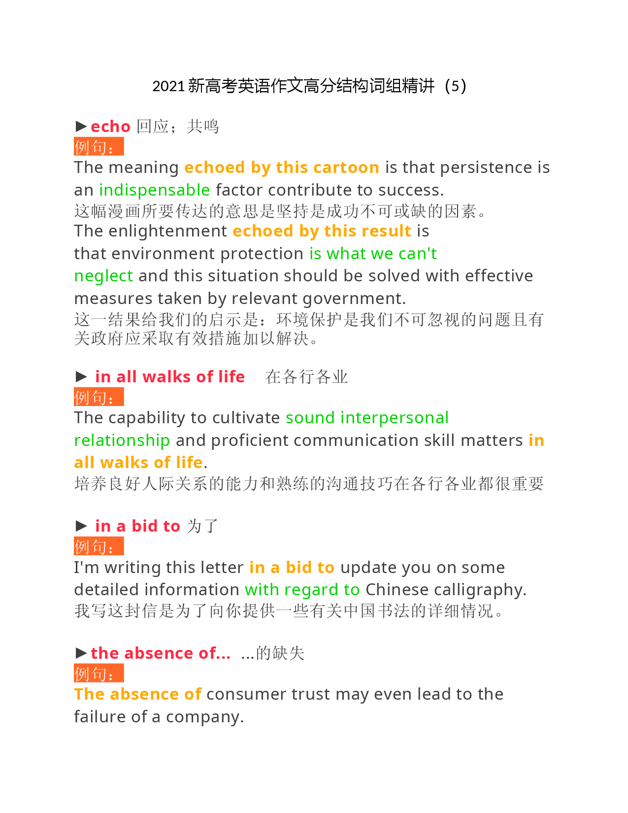 2021新高考英语作文高分结构词组精讲（5）.docx 第1页