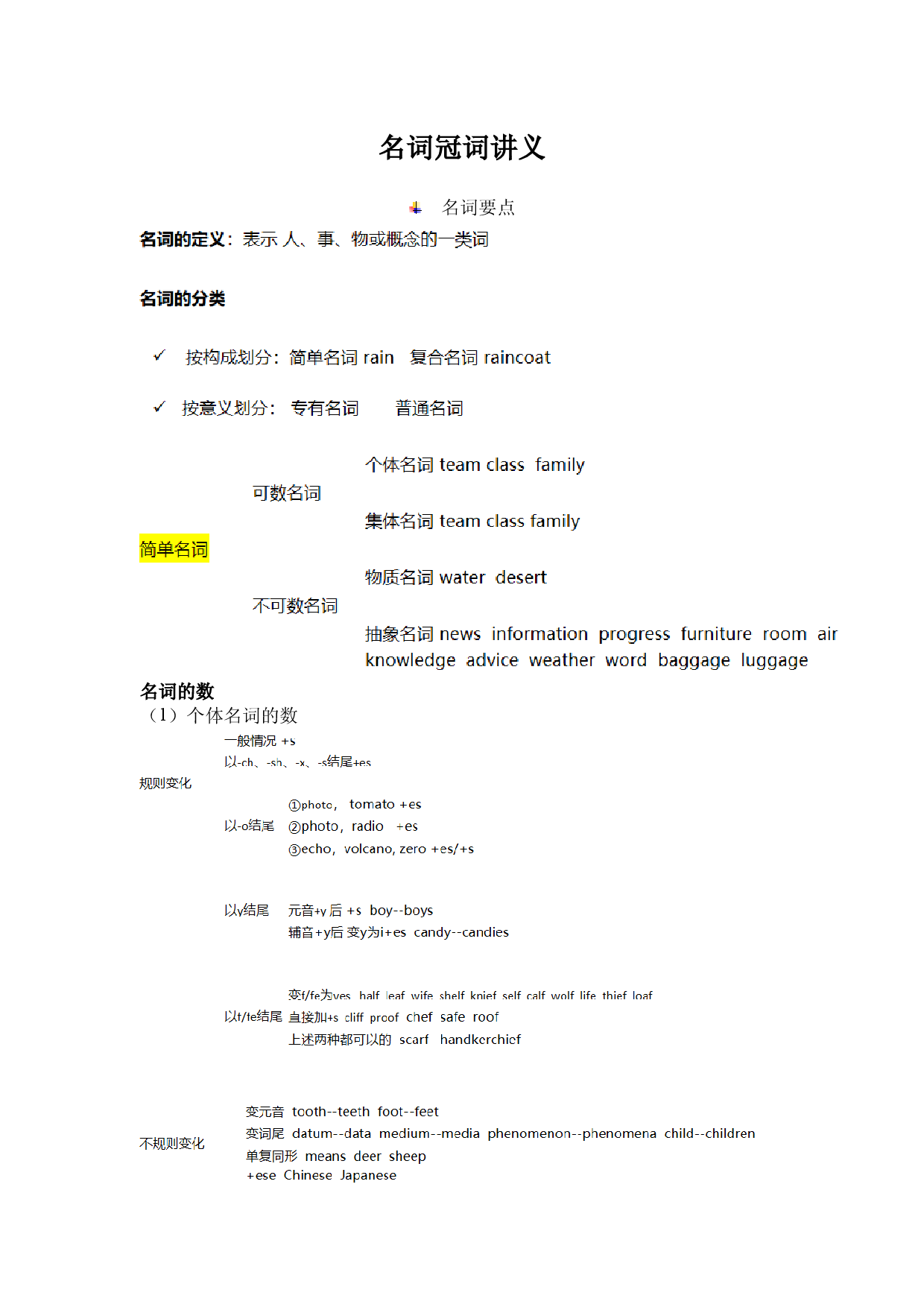 名词冠词 学案 2022届高考英语语法训练.docx 第1页