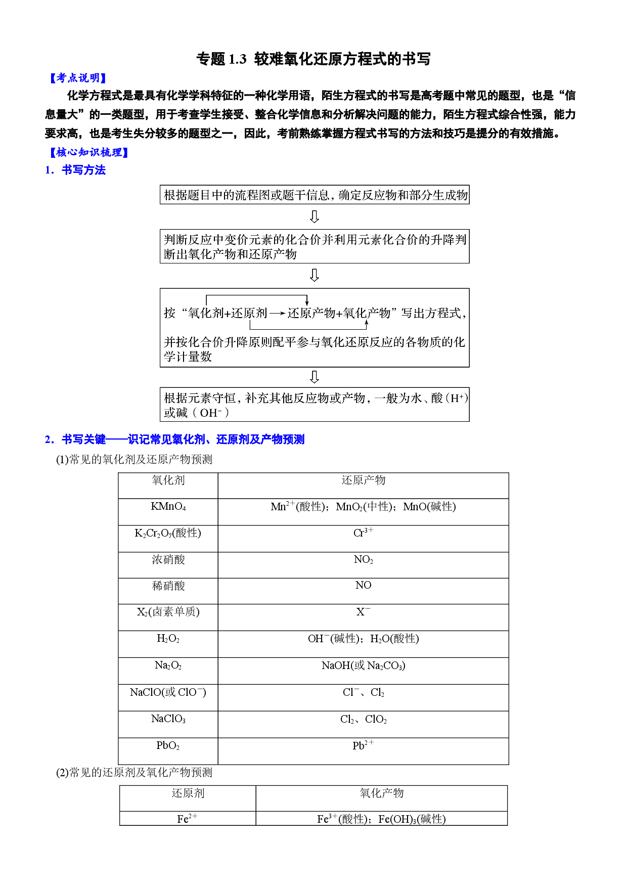专题1.3 较难氧化还原方程式的书写-备战2023年高考化学新编大一轮复习讲义.docx 第1页