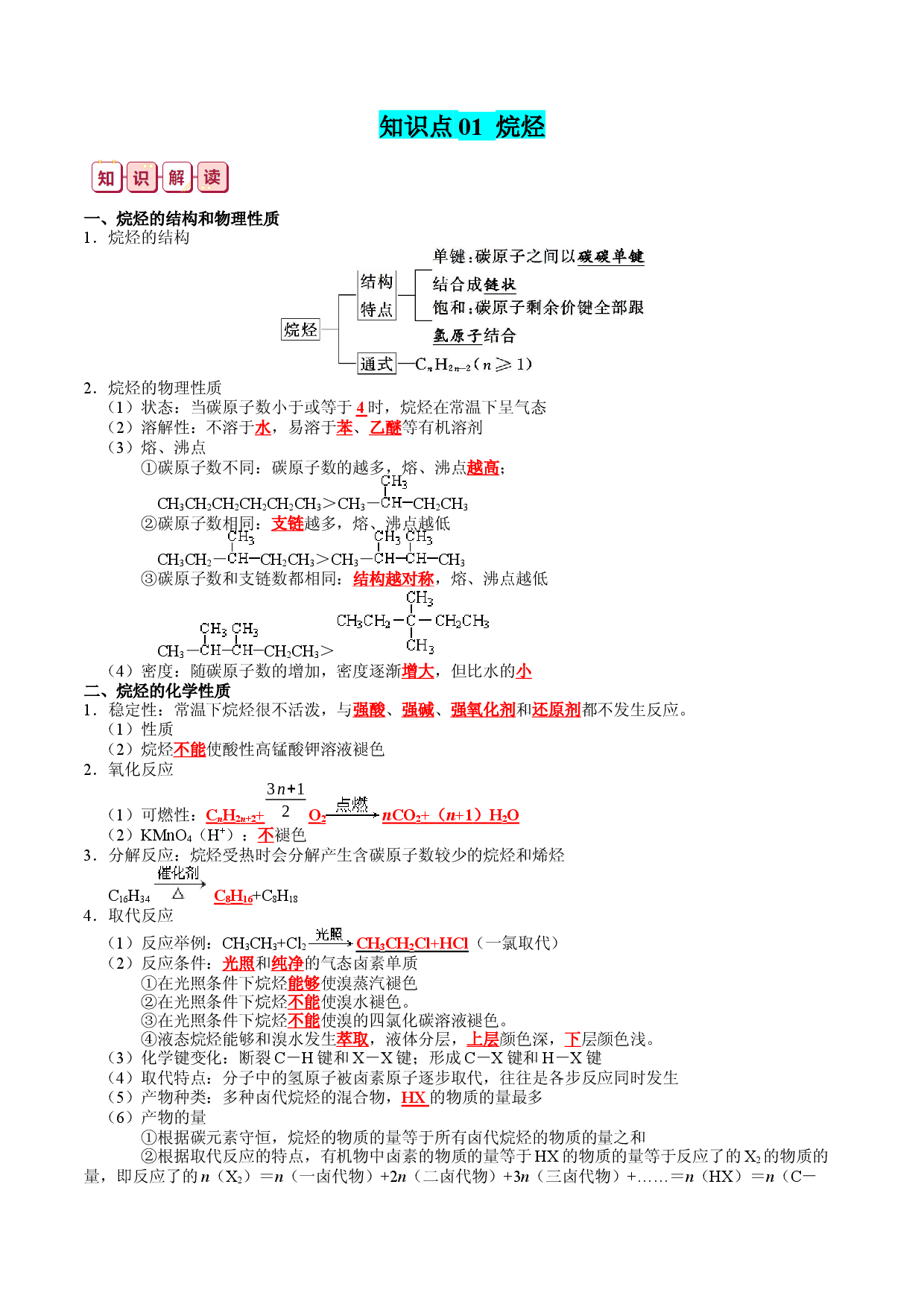 知识清单27 烃-2024年高考化学一轮复习知识清单.docx 第2页