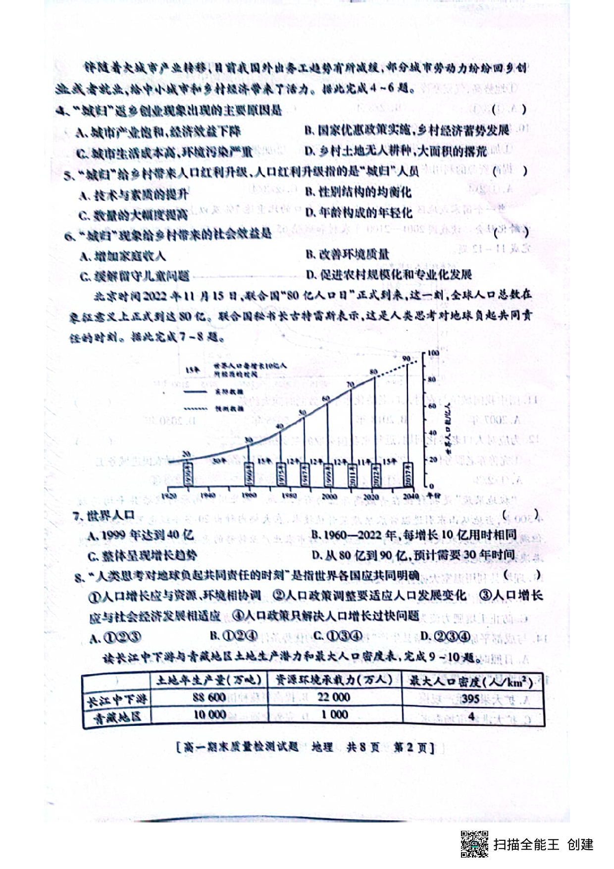 【高一】陕西省韩城市2022-2023学年高一下学期期末质量检测+地理.pdf 第2页