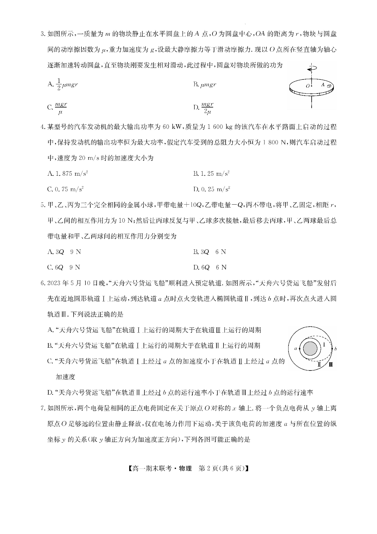 【高一】江西省南昌市等5地2022-2023学年高一下学期期末联考+物理.pdf 第2页