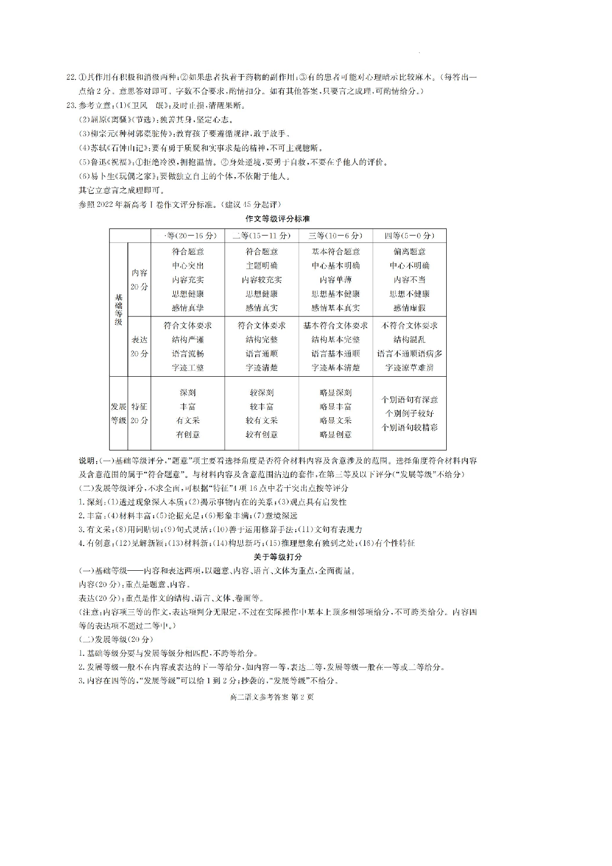【高二】湖北省咸宁市2022-2023学年高二下学期期末考试+语文答案.pdf 第2页