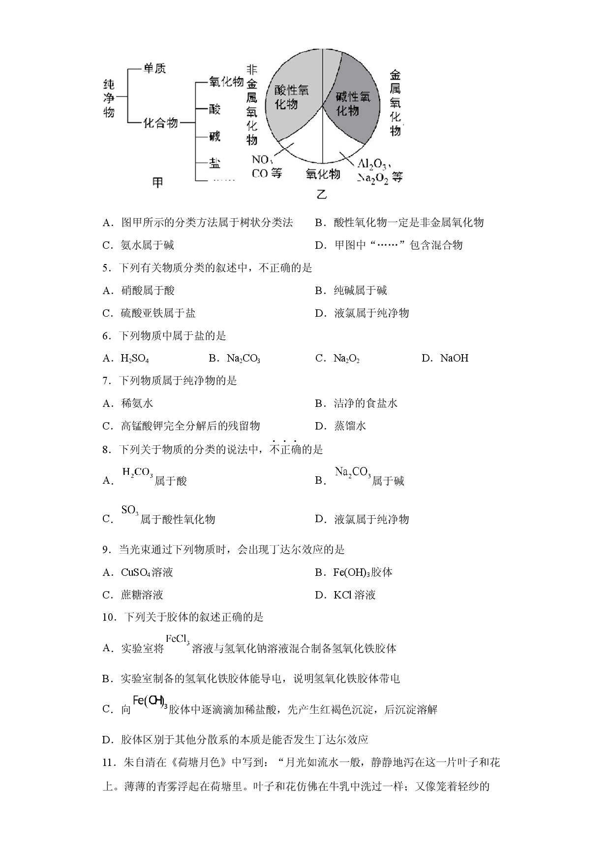 第一章 第一节  物质的分类及转化  课时训练一   2022-2023学年高一上学期化学人教版（2019）必修第一册 .docx 第2页