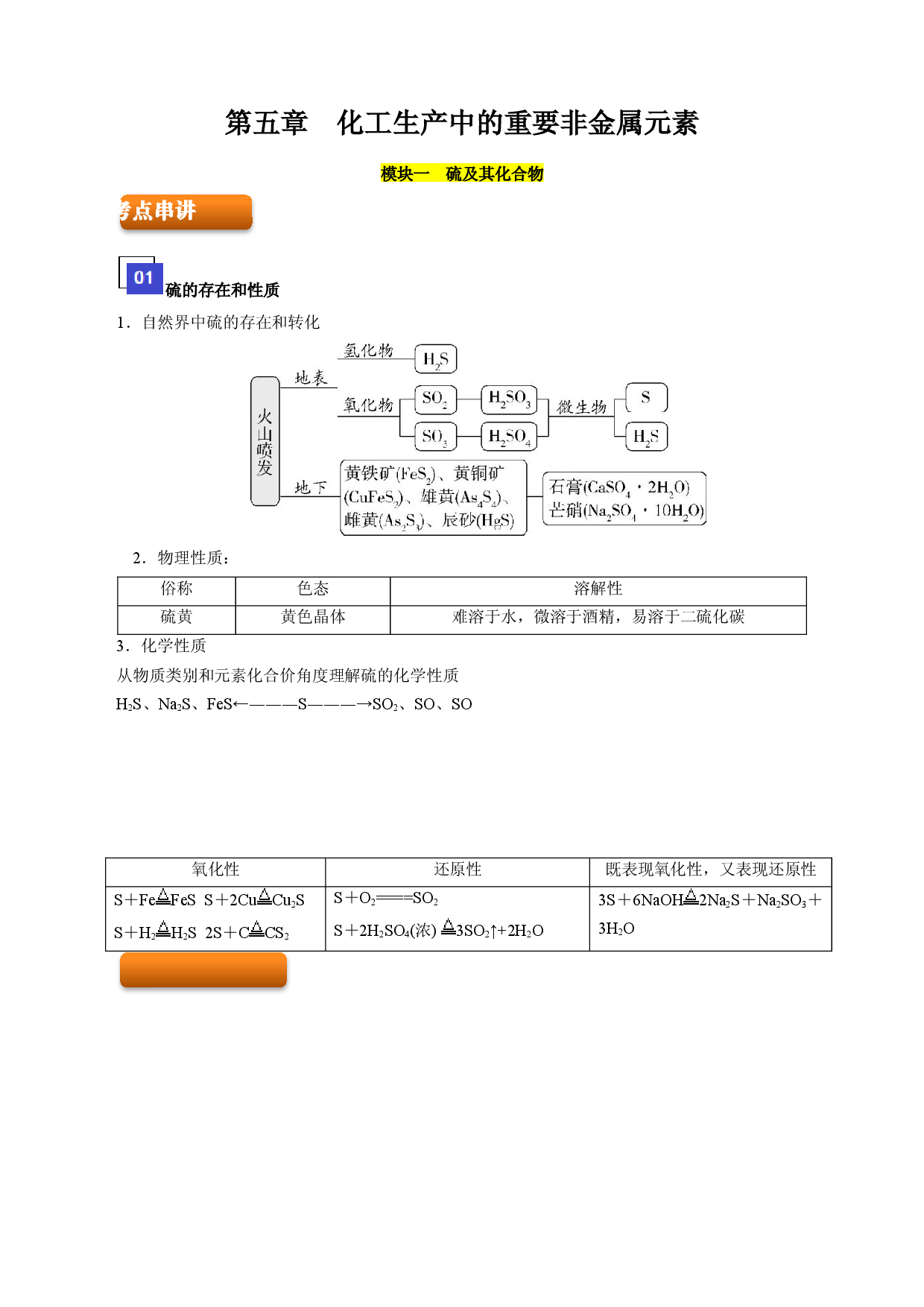 第五章  化工生产中的重要非金属元素(考点串讲)-【期末通关】2022-2023学年高一化学下学期期末考点串讲与强化演练（人教版2019必修第二册）.docx 第1页