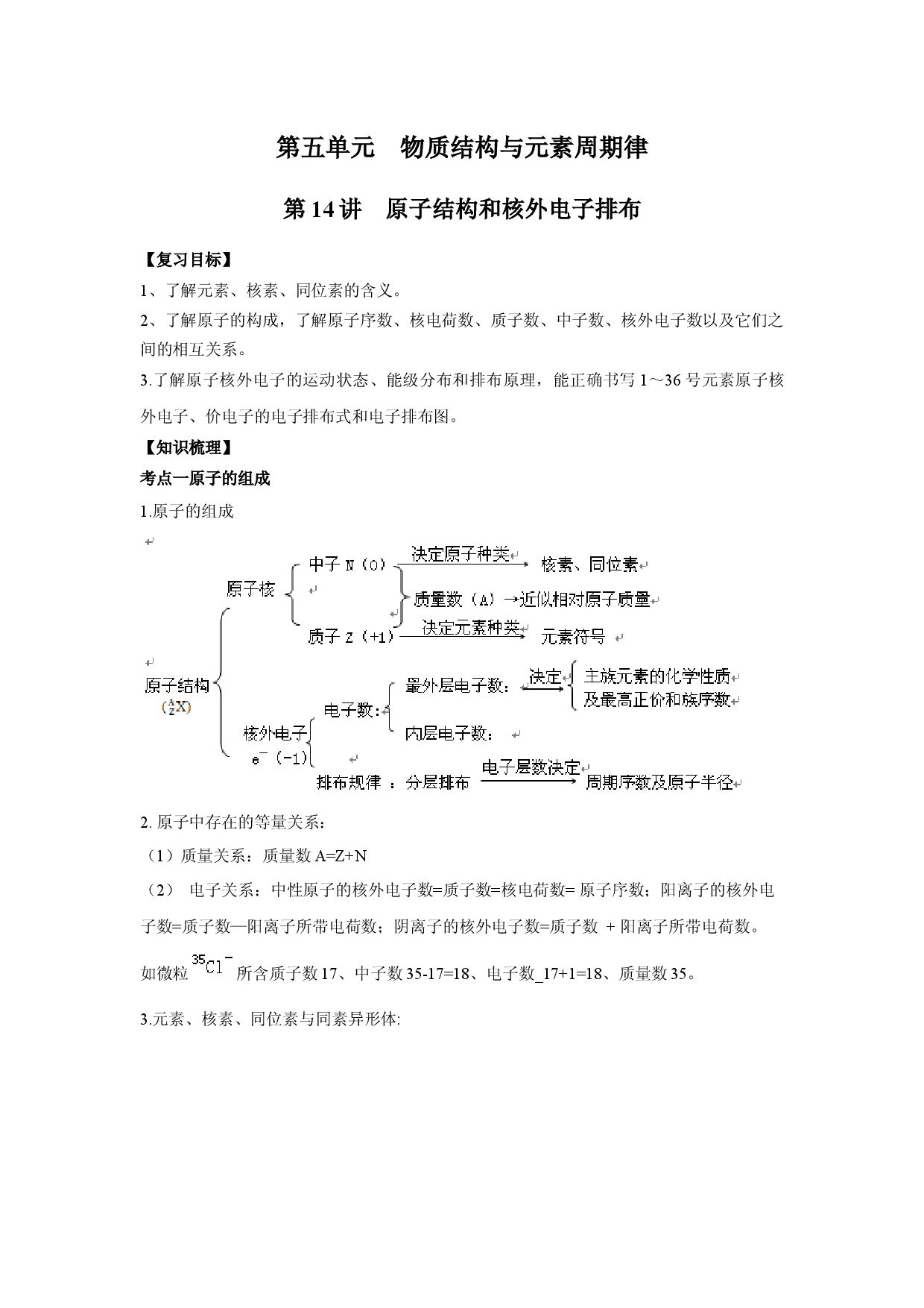 第14讲 原子结构和核外电子排布-备战2022年高考化学一轮复习名师讲义.docx 第1页
