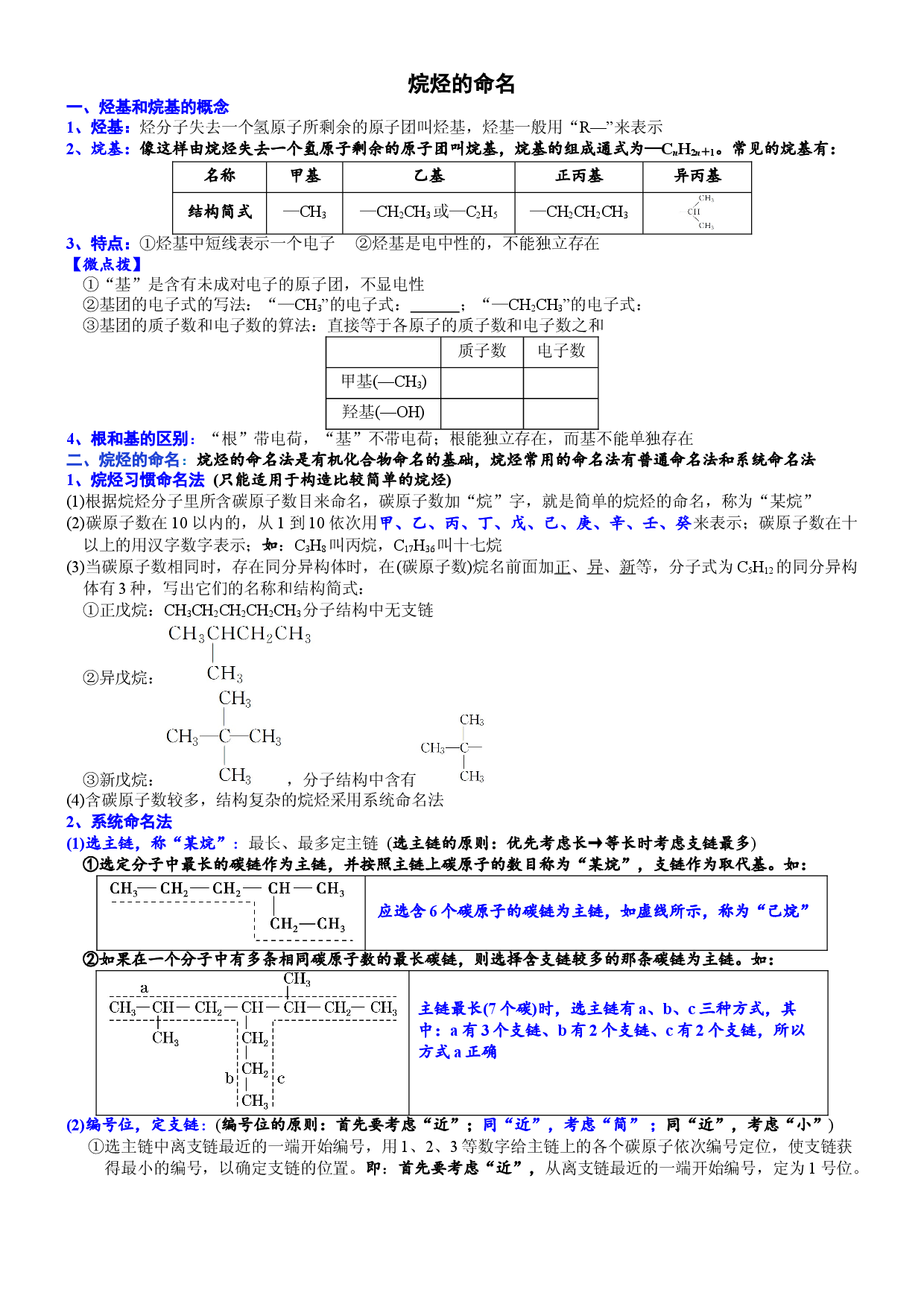 课时7.1.2 烷烃的命名-2020-2021学年高一化学必修第二册精品讲义（新教材人教版）.doc 第1页