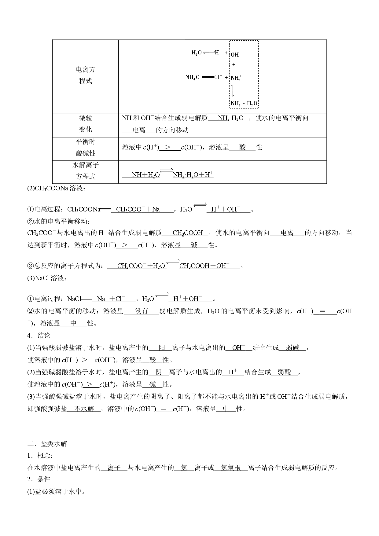 3.3.1 盐类的水解（精品学案）-2022-2023学年高二化学同步学习高效学讲练（人教版2019选择性必修1）.docx 第2页