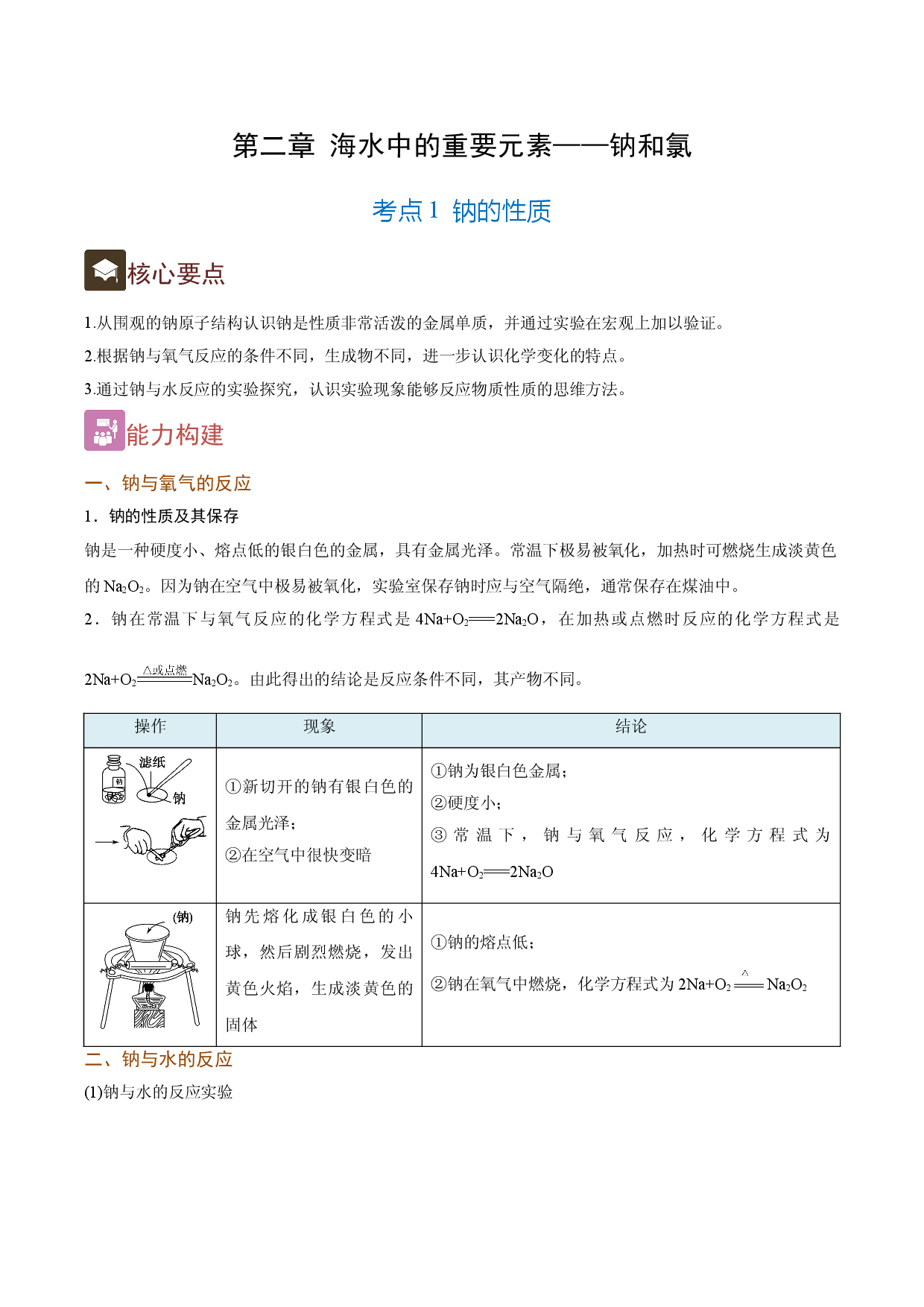 2.1 钠的性质（精讲）-2021-2022学年高一化学上学期《考点&bull;题型&bull;技巧》精讲与精练高分突破（人教版2019）.doc 第1页