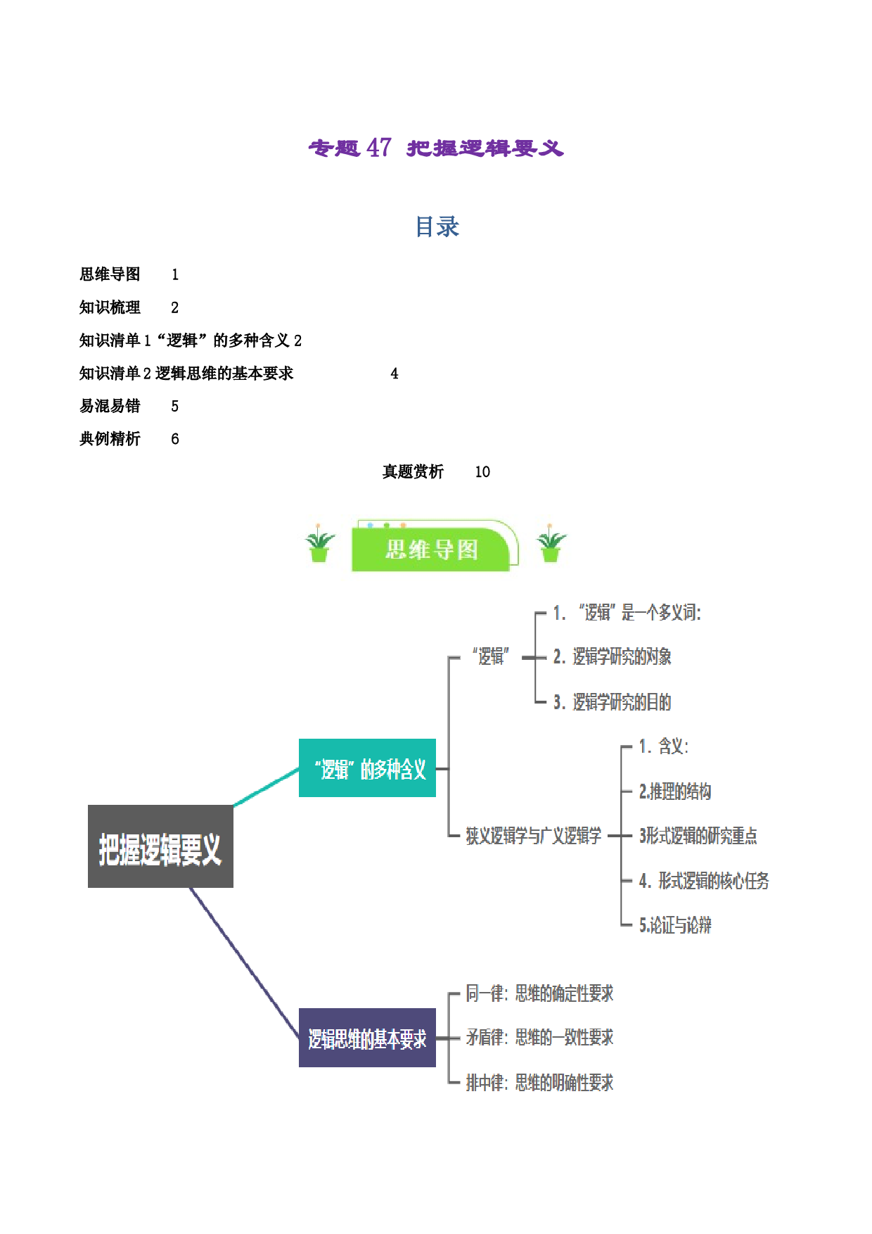 专题47 把握逻辑要义（知识清单）-2024年高考政治一轮复习（选择性必修3）.docx 第1页