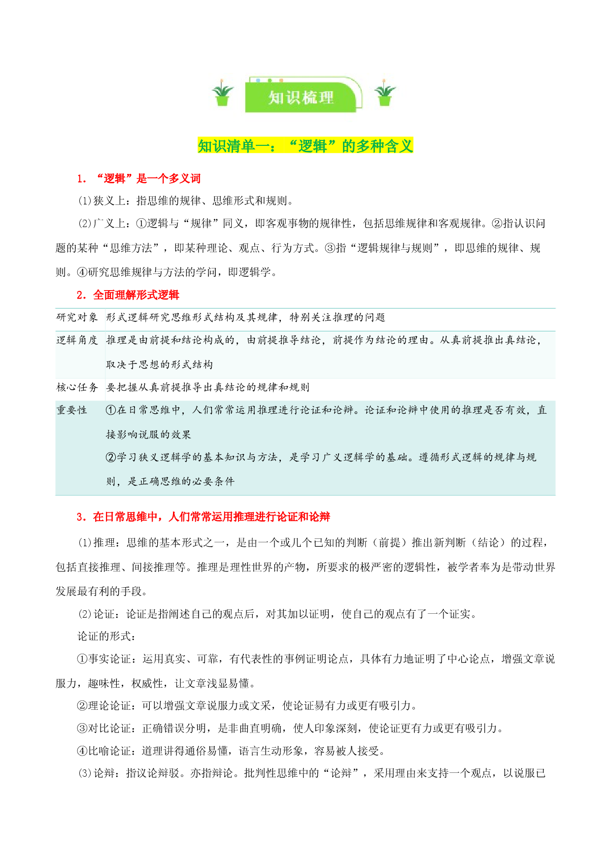 专题47 把握逻辑要义（知识清单）-2024年高考政治一轮复习（选择性必修3）.docx 第2页