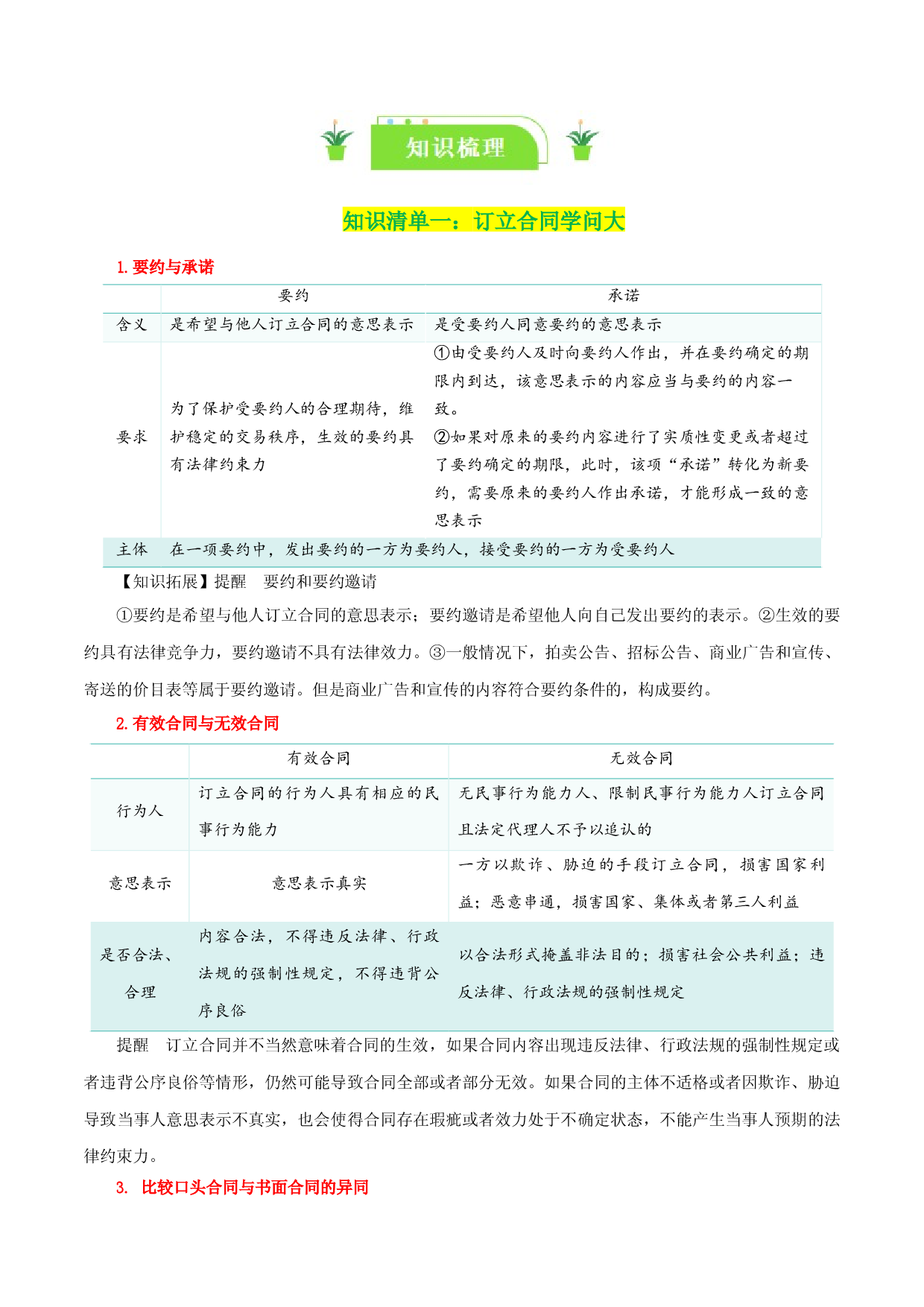 专题38 订约履约&nbsp;诚信为本（知识清单）-2024年高考政治一轮复习知识清单（新高考通用）.docx 第2页