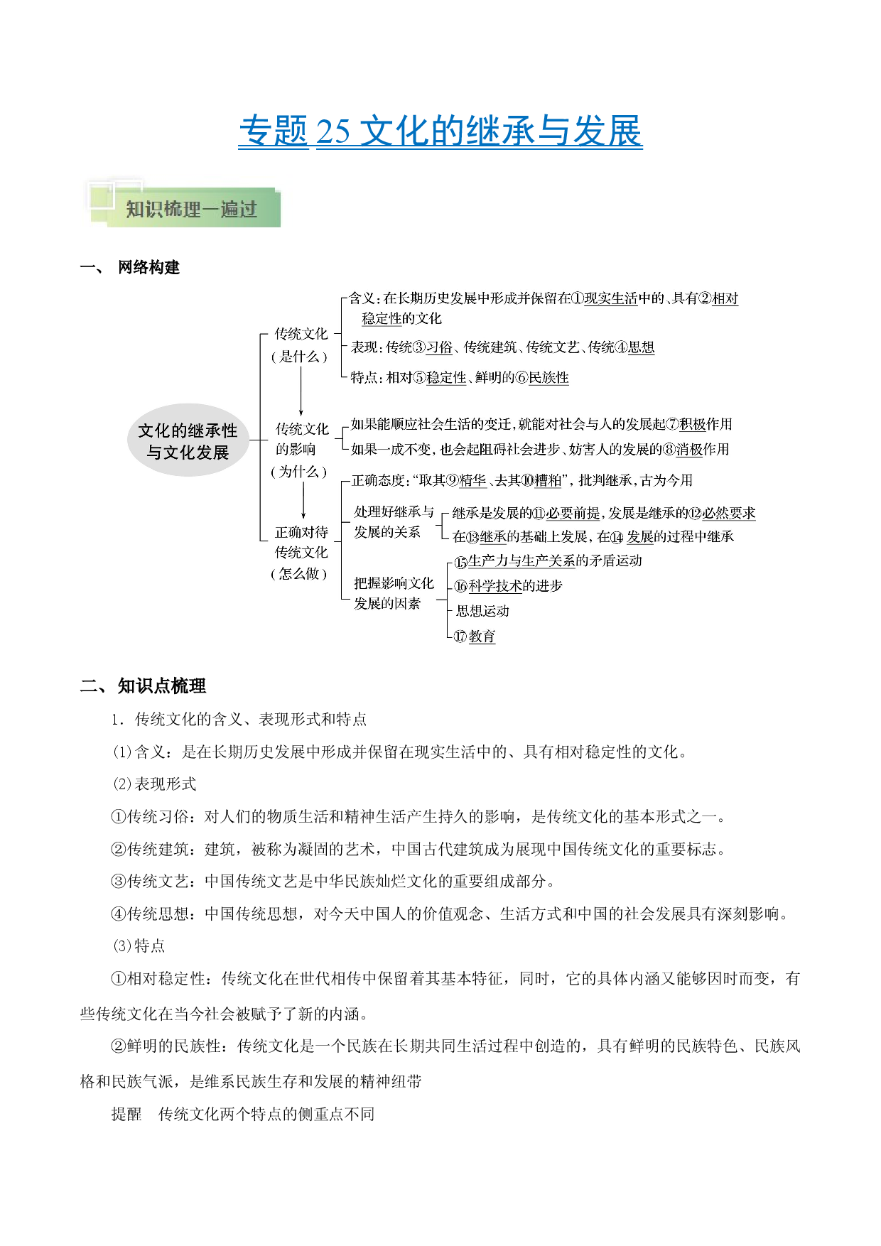 考点25 文化的继承与发展-备战2021年高考政治一轮复习考点帮.docx 第1页