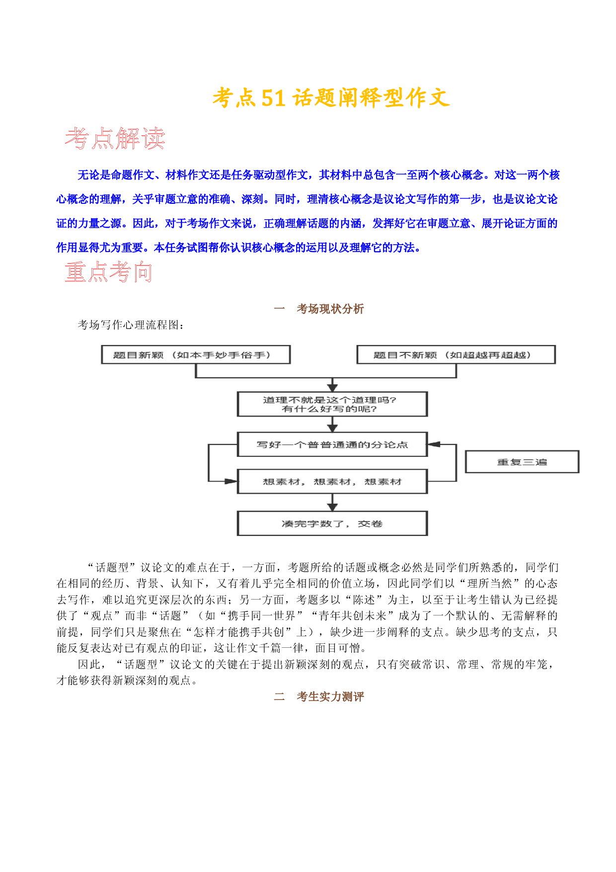 考点51 话题阐释型作文-备战2024年高考语文一轮复习考点帮(新高考专用).docx 第1页