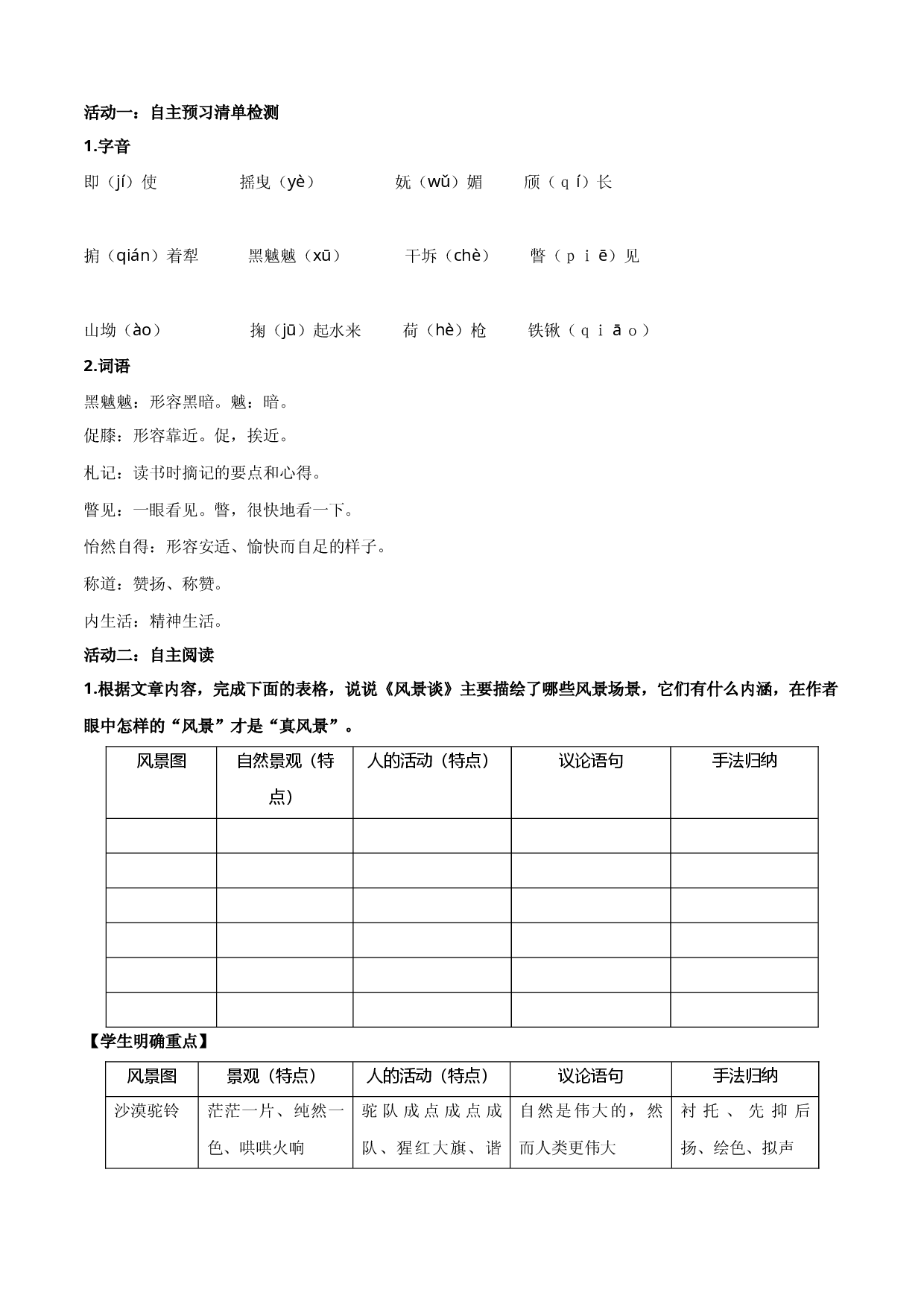《风景谈》（教学设计）-【中职专用】高一语文同步精品课堂（高教版2023&middot;基础模块上册）.docx 第2页