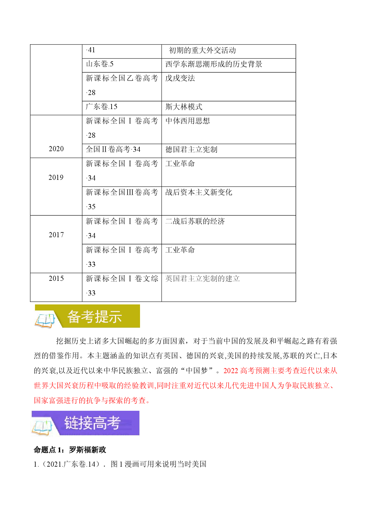 专题08 大国博弈 谁主沉浮-备战2022年高考历史一轮复习考点微专题（全国通用版）.docx 第2页