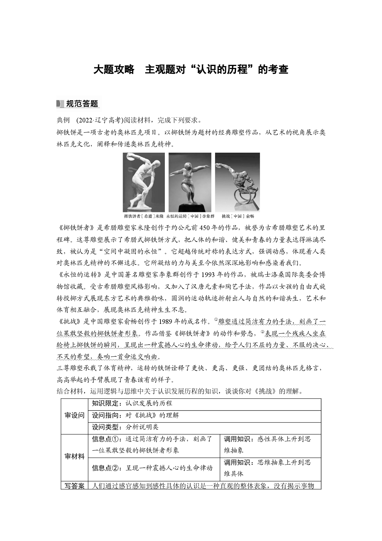 2024年高考政治一轮复习（部编版） 选择性必修3　大题攻略　主观题对&ldquo;认识的历程&rdquo;的考查.docx 第1页