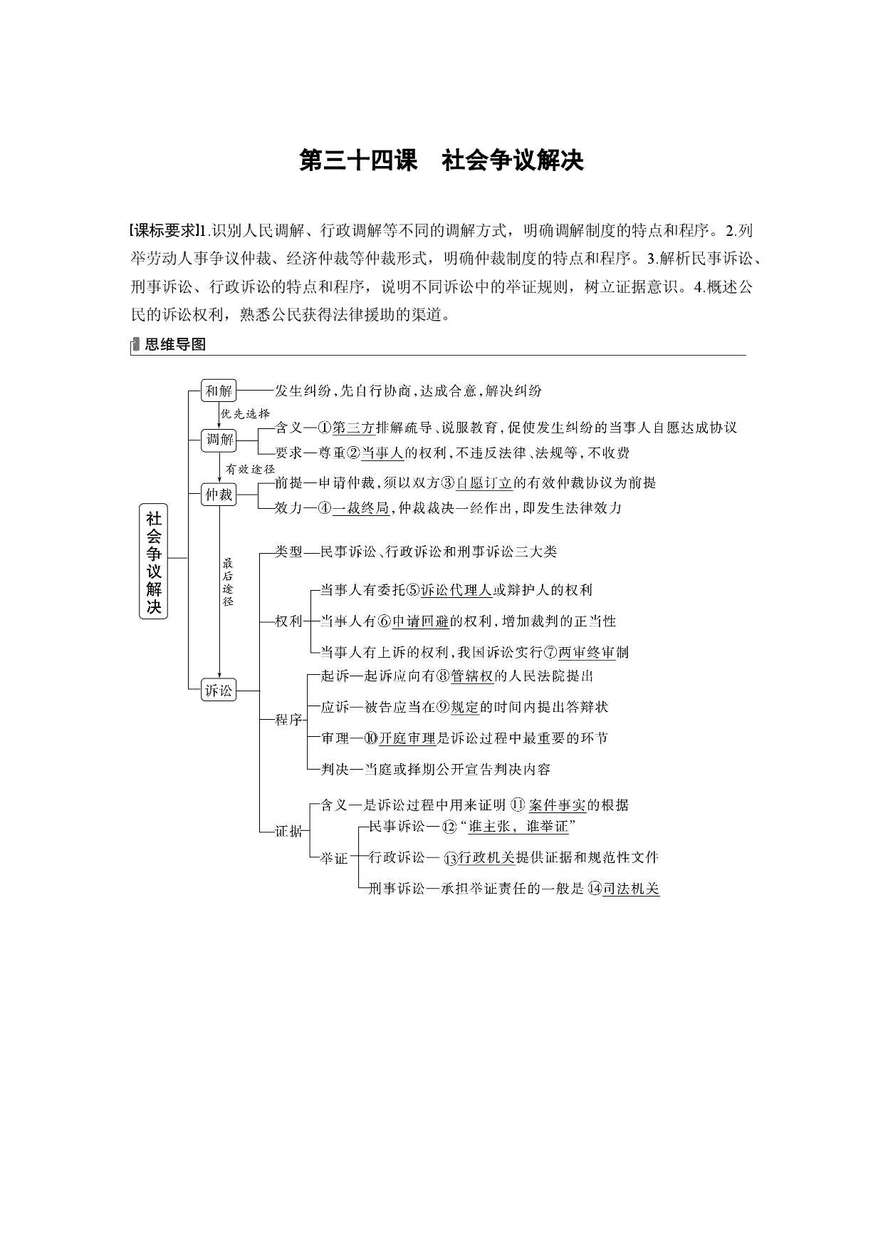 2024年高考政治一轮复习（部编版） 选择性必修2　第314课　课时1　纠纷的多元解决方式.docx 第1页