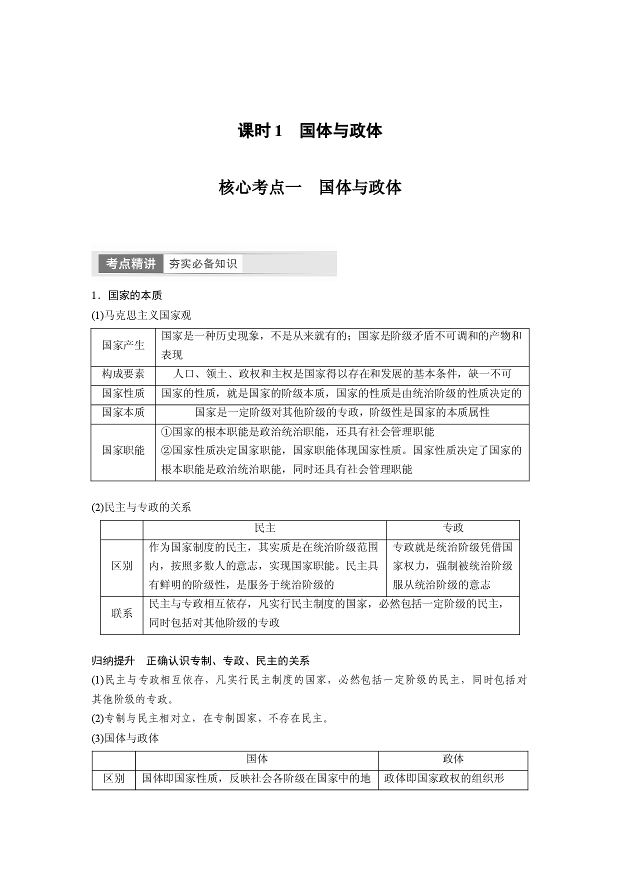 2024年高考政治一轮复习（部编版） 选择性必修1　第207课　课时1　国体与政体.docx 第2页