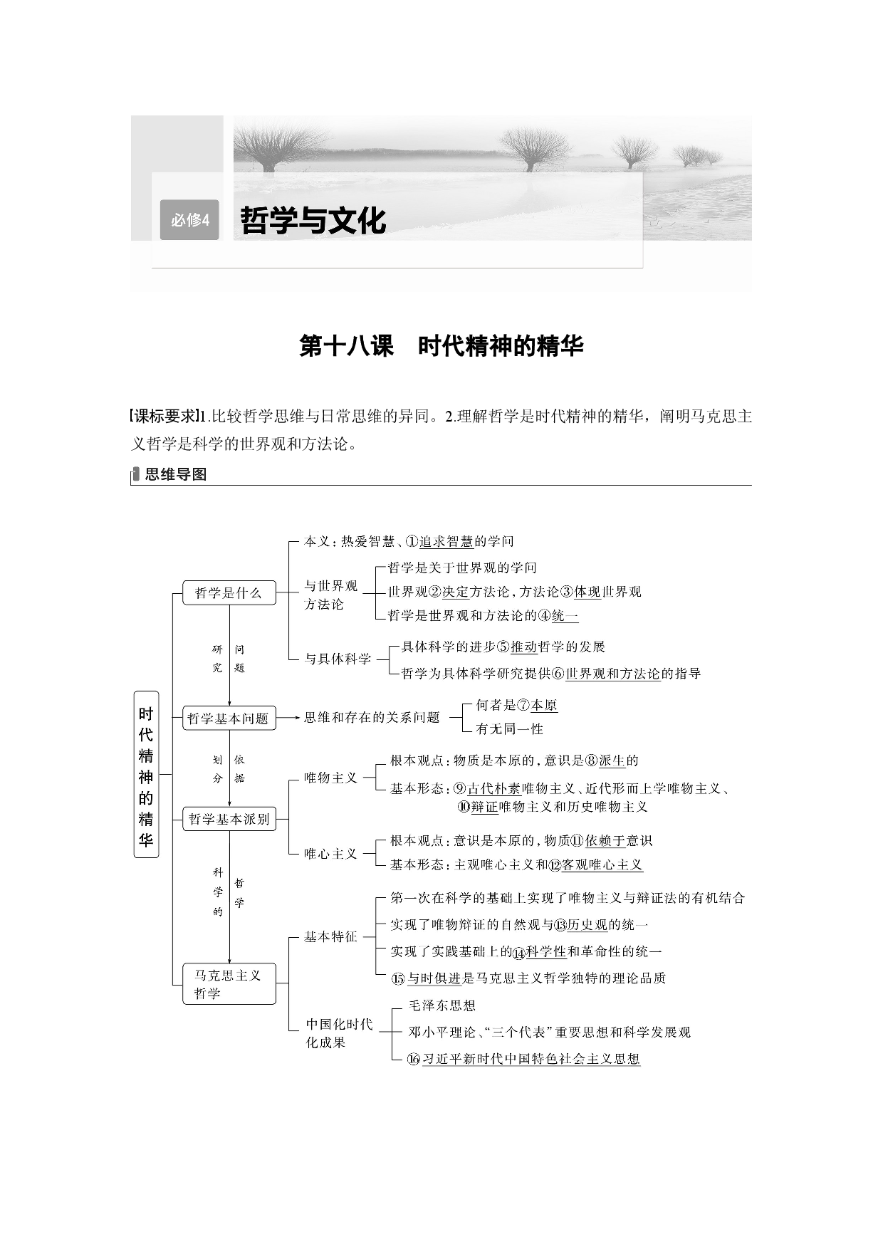 2024年高考政治一轮复习（部编版） 必修4　第18课　时代精神的精华.docx 第1页
