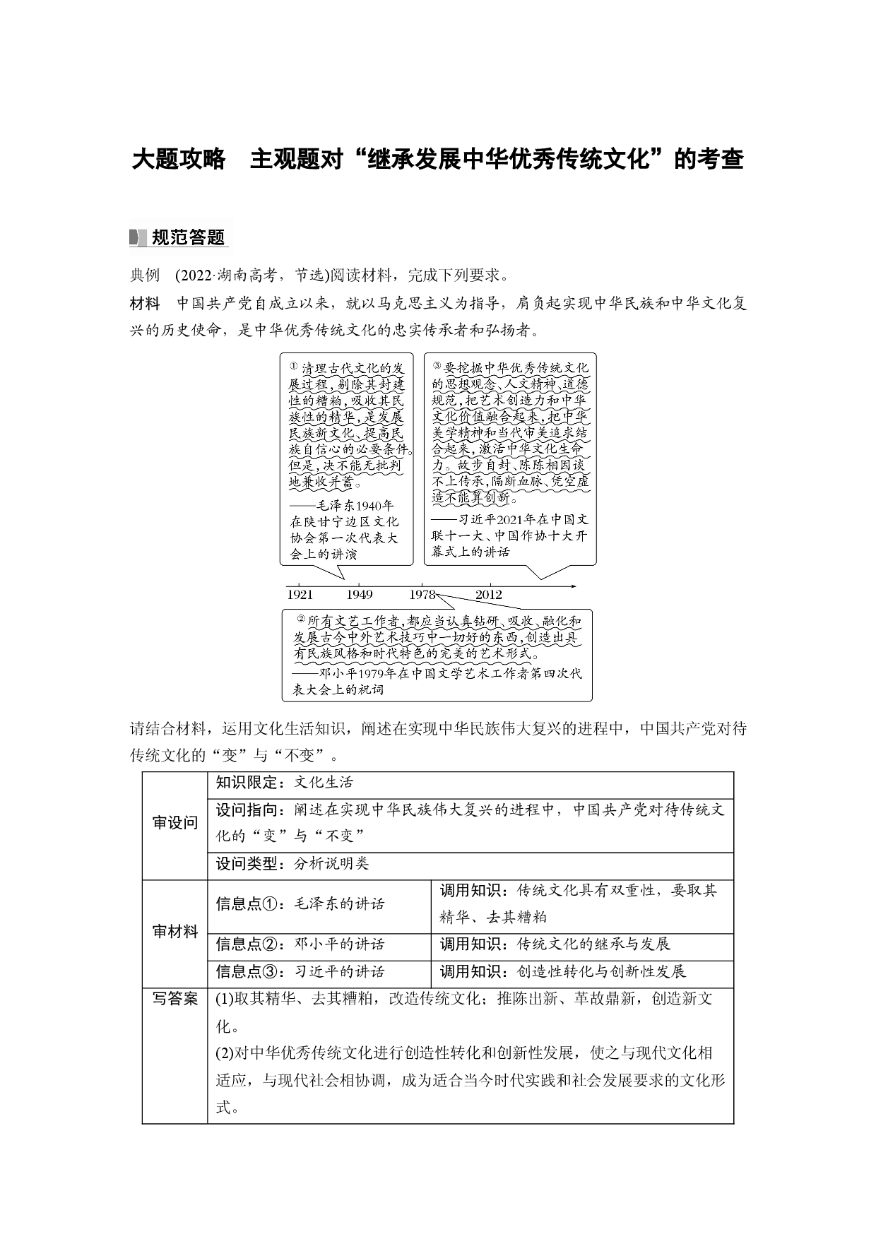 2024年高考政治一轮复习（部编版） 必修4　大题攻略　主观题对&ldquo;继承发展中华优秀传统文化&rdquo;的考查.docx 第1页