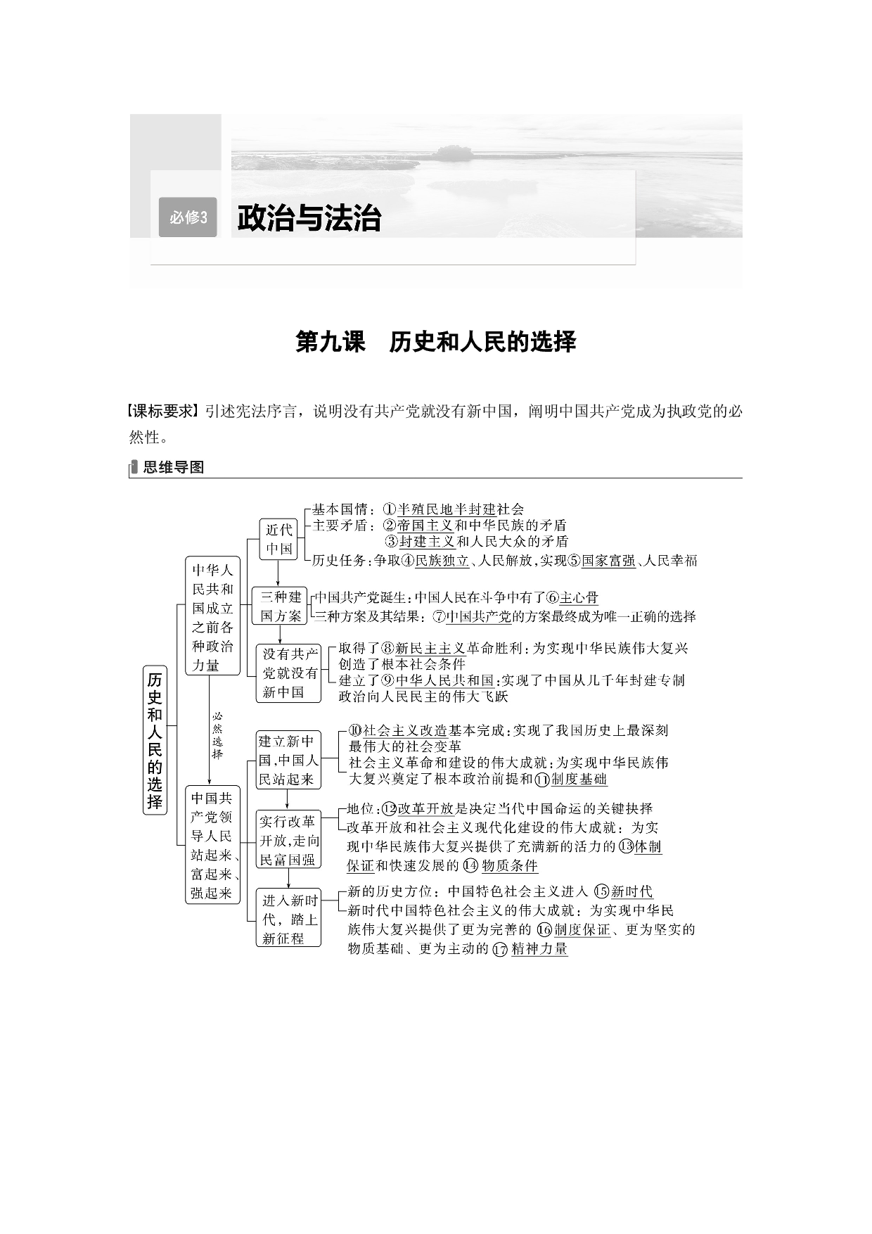 2024年高考政治一轮复习（部编版） 必修3　第9课　历史和人民的选择.docx 第1页