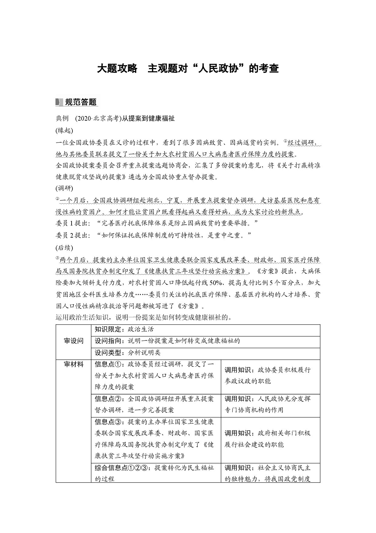 2024年高考政治一轮复习（部编版） 必修3　大题攻略　主观题对&ldquo;人民政协&rdquo;的考查.docx 第1页