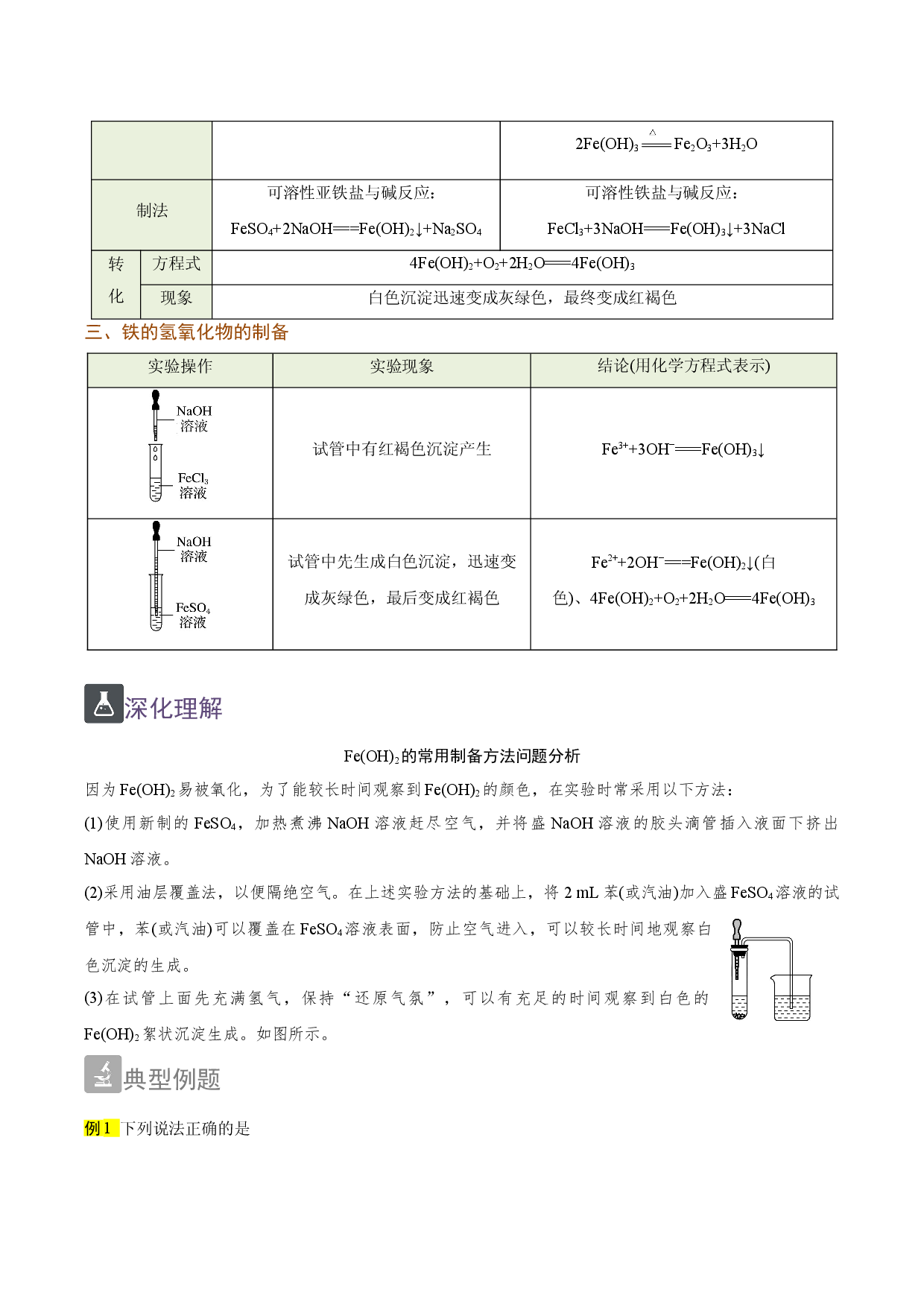 3.1 铁的氧化物和氢氧化物（精讲）-2021-2022学年高一化学上学期《考点&bull;题型&bull;技巧》精讲与精练高分突破（人教版2019）.doc 第2页
