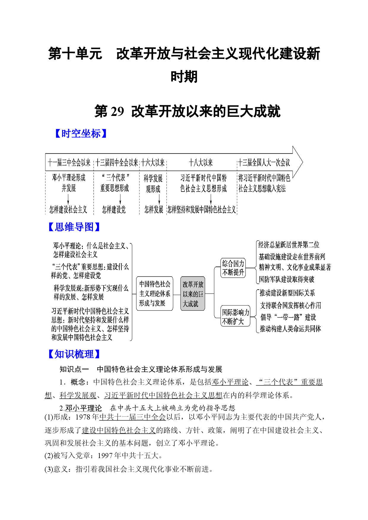 第29课 改革开放以来的巨大成就 -【高分必背】2022-2023学年高一历史期中期末复习记诵笔记（中外历史纲要上）.docx 第1页