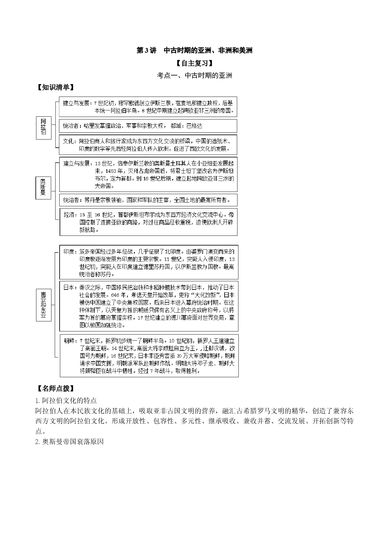 第03讲 中古时期的亚洲、非洲和美洲-2022年新高考历史一轮复习思维导图+真题演练（中外历史纲要下）.doc 第1页