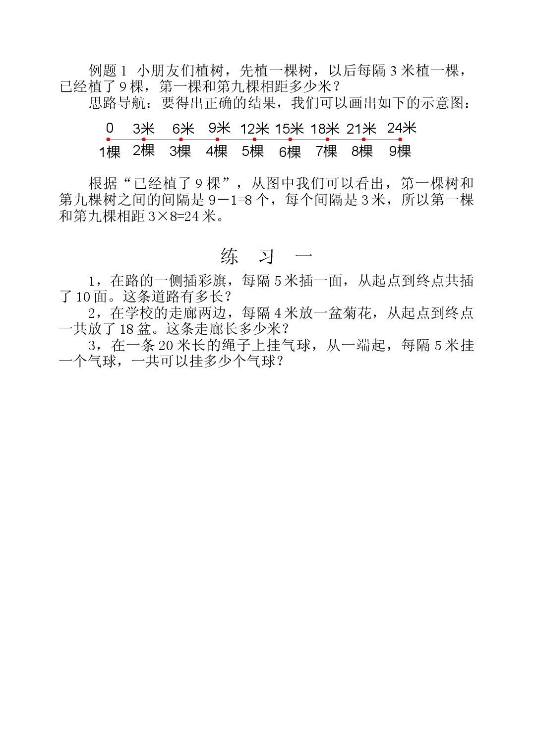 第十六周  植树问题三年级数学奥数思维启蒙训练《举一反三》word讲义可编辑（小学三年级数学奥数思维启蒙训练举一反三练习试卷）.doc 第2页