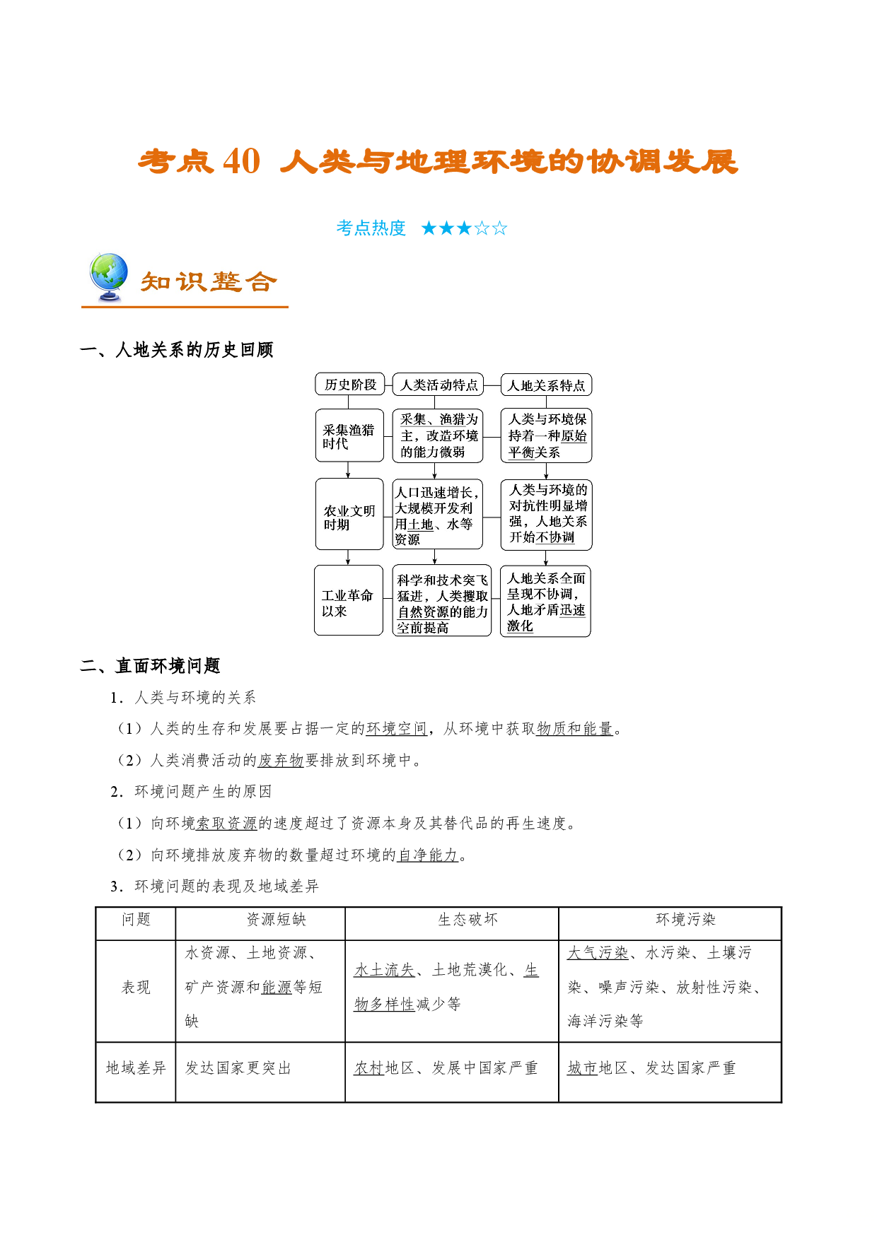 考点40 人类与地理环境的协调发展-备战2022年高考地理一轮复习考点帮.doc 第1页