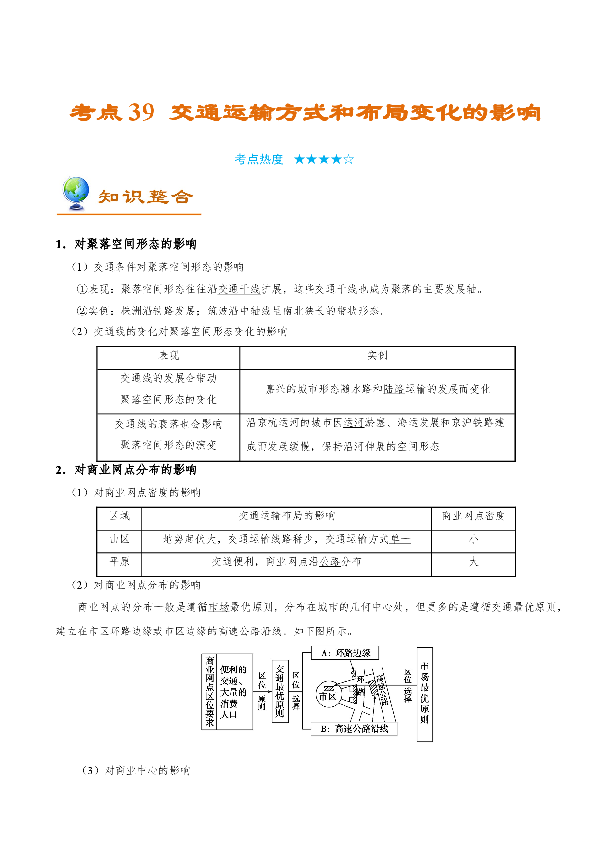 考点39 交通运输方式和布局变化的影响-备战2022年高考地理一轮复习考点帮.doc 第1页